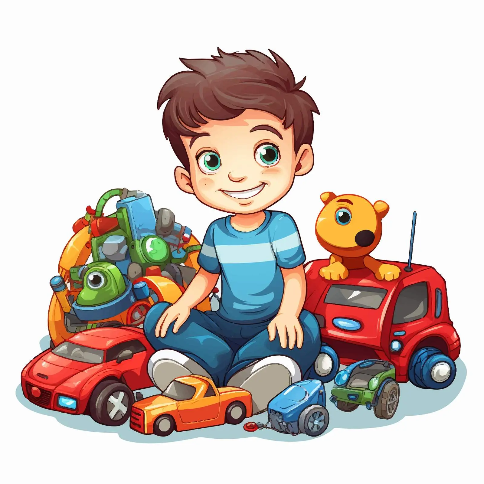 Boys Playing with Toys Cartoon Vector Illustration — free download from Dotvec