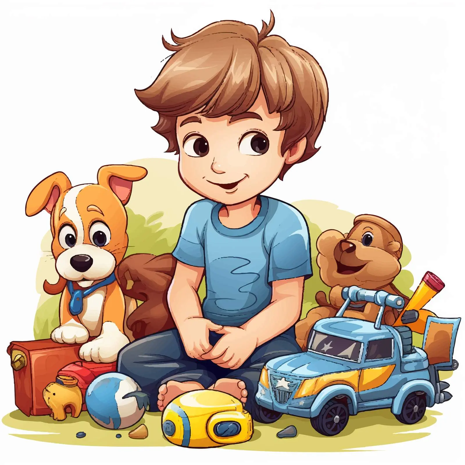Boys Playing with Toys Vector Illustration — free download from Dotvec