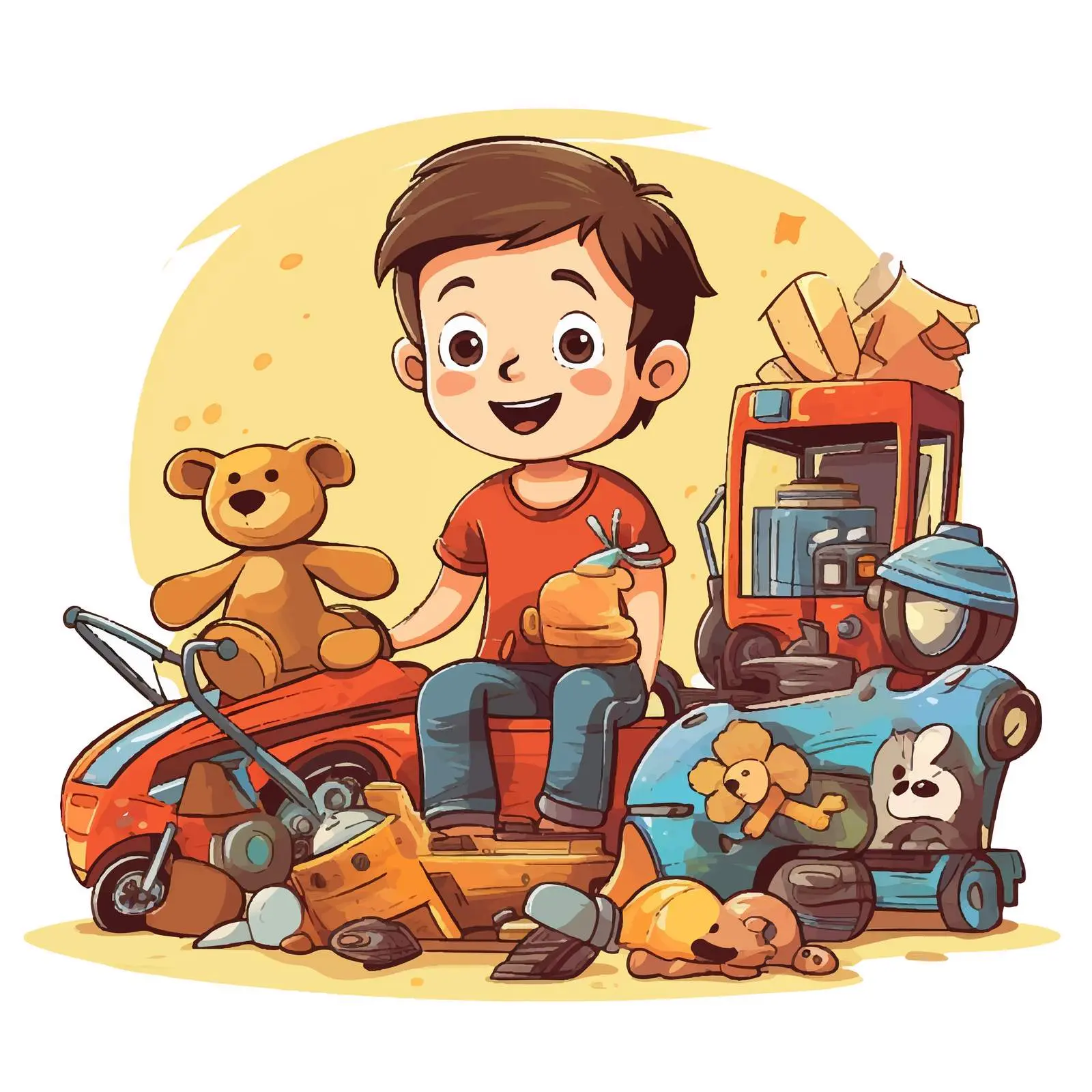 Boys Playing with Toys Vector Illustration — free download from Dotvec