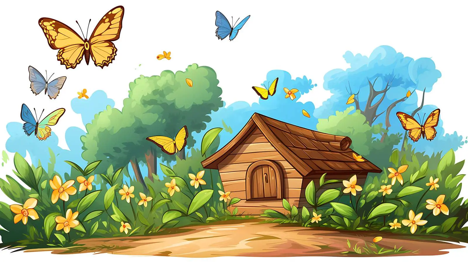 Enchanting Butterfly Woodland Scene — free download from Dotvec