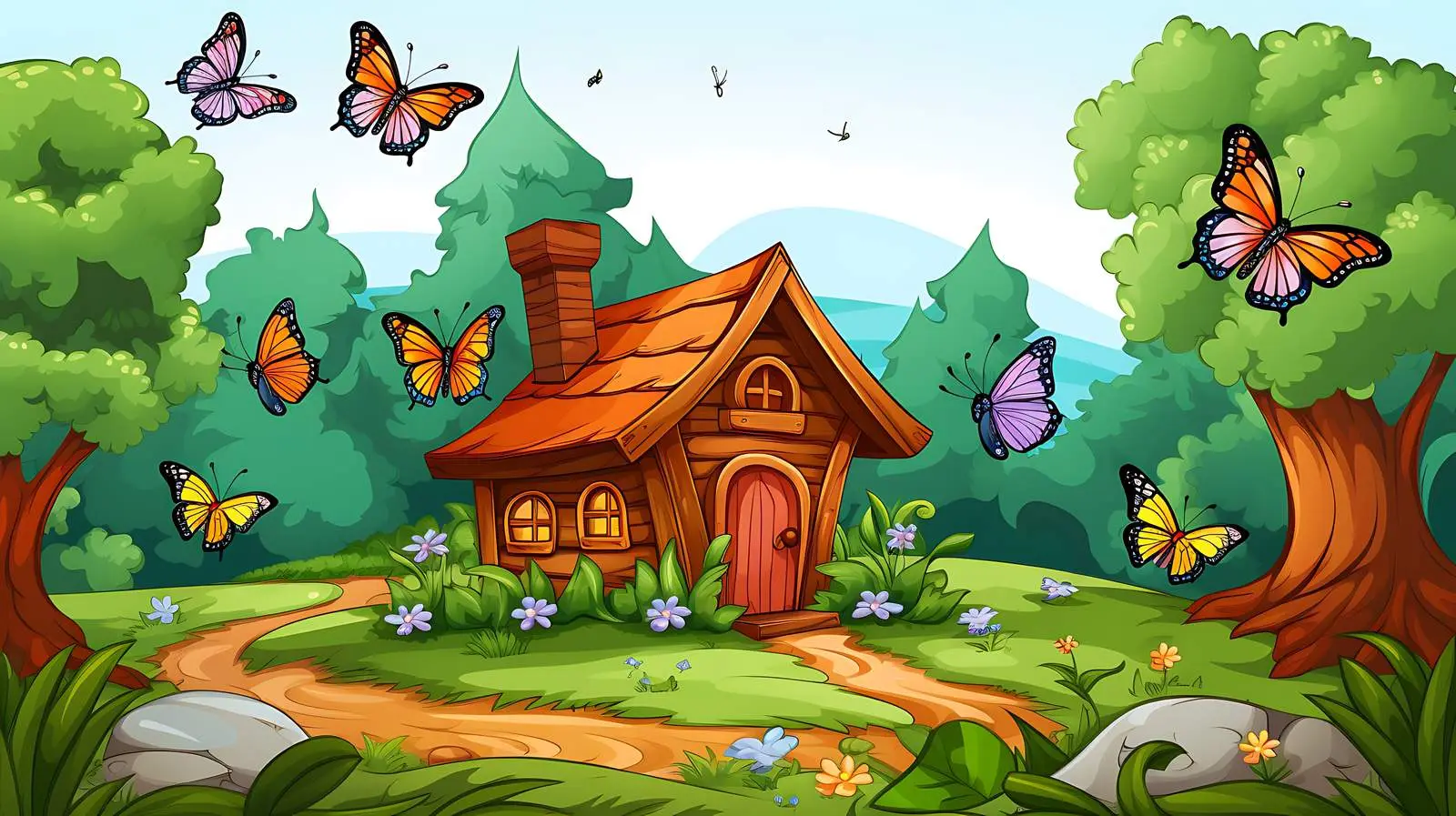 Enchanting Butterfly House Illustration — free download from Dotvec