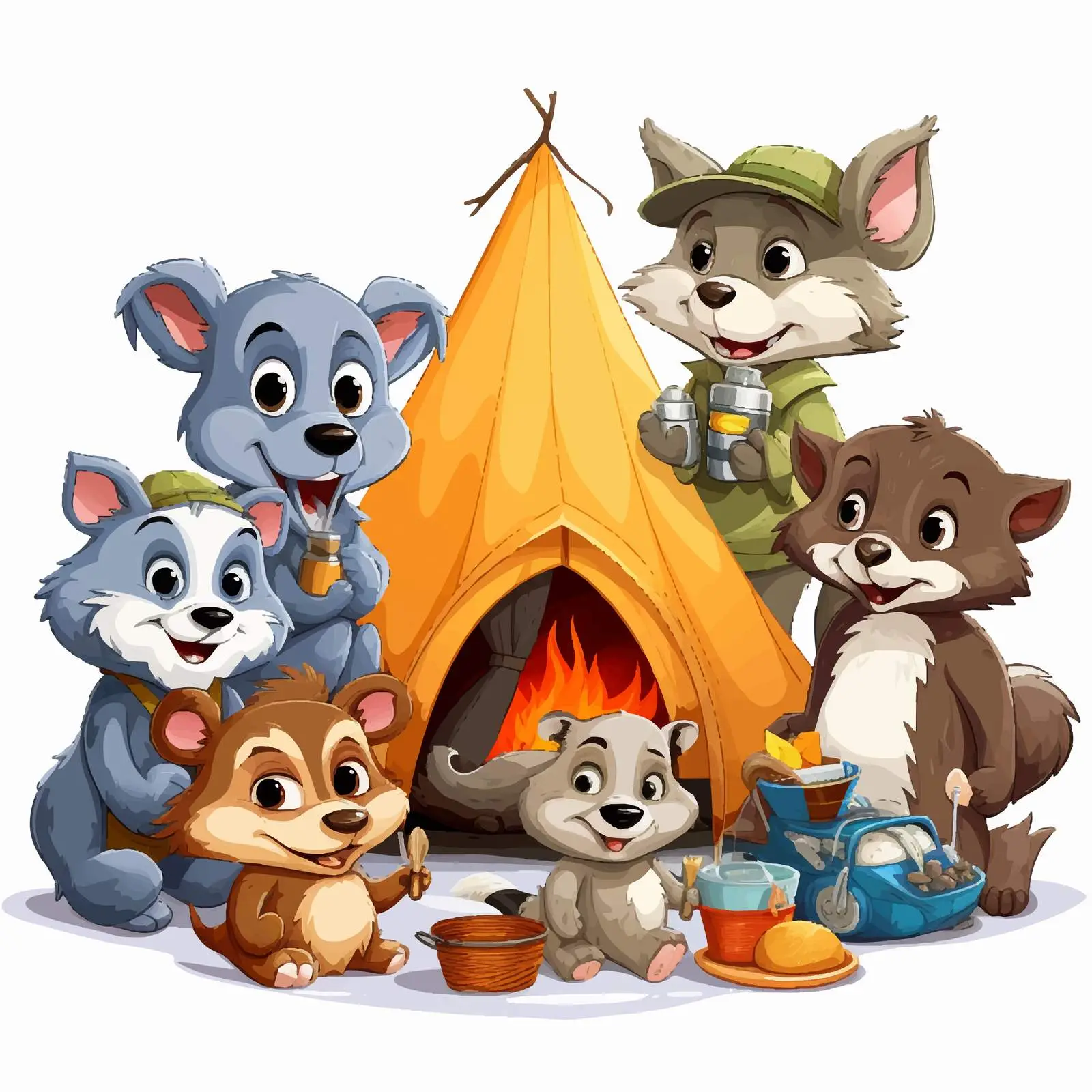 Camping Animal Characters Vector Illustration — free download from Dotvec