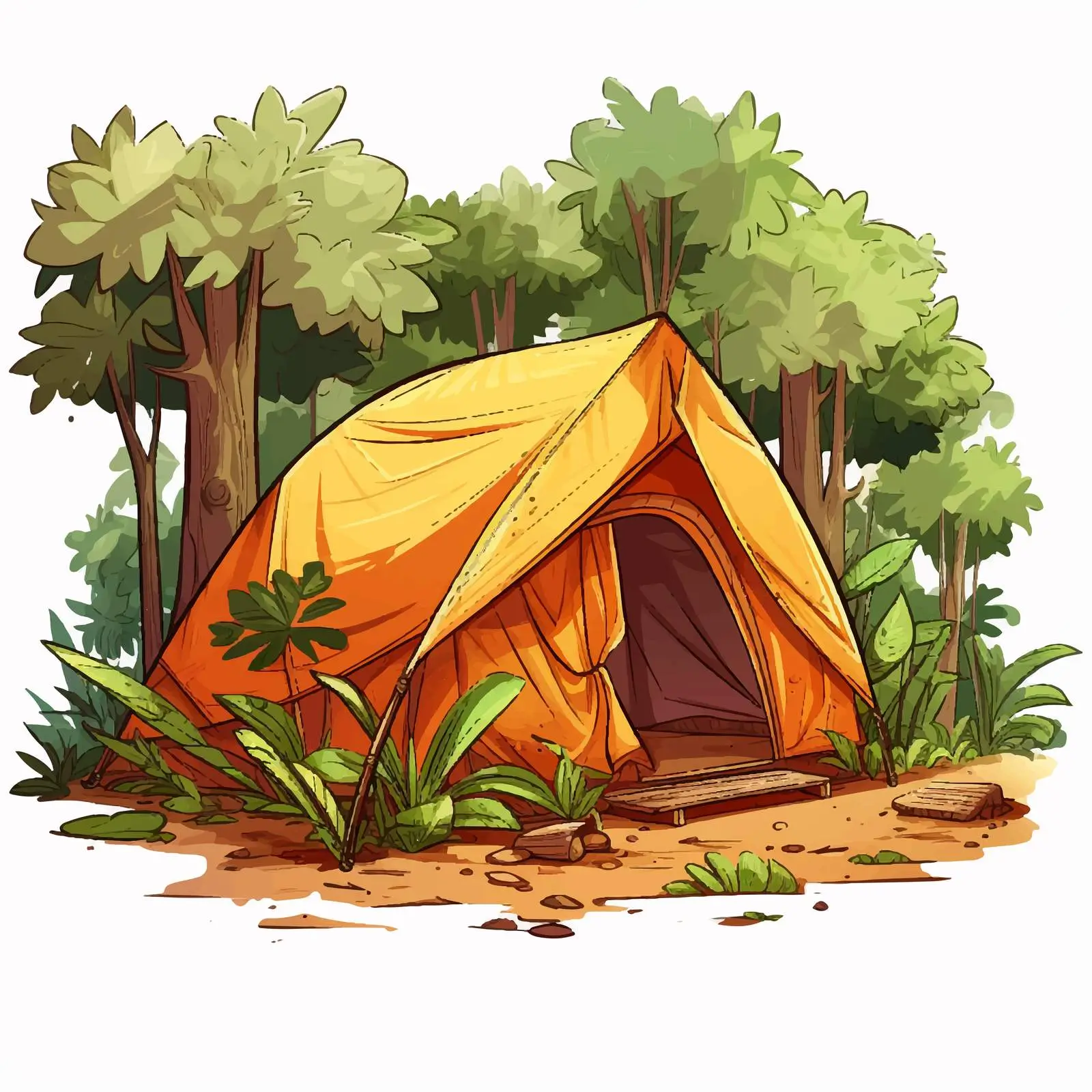 Camping Adventure in Jungle Vector Illustration — free download from Dotvec