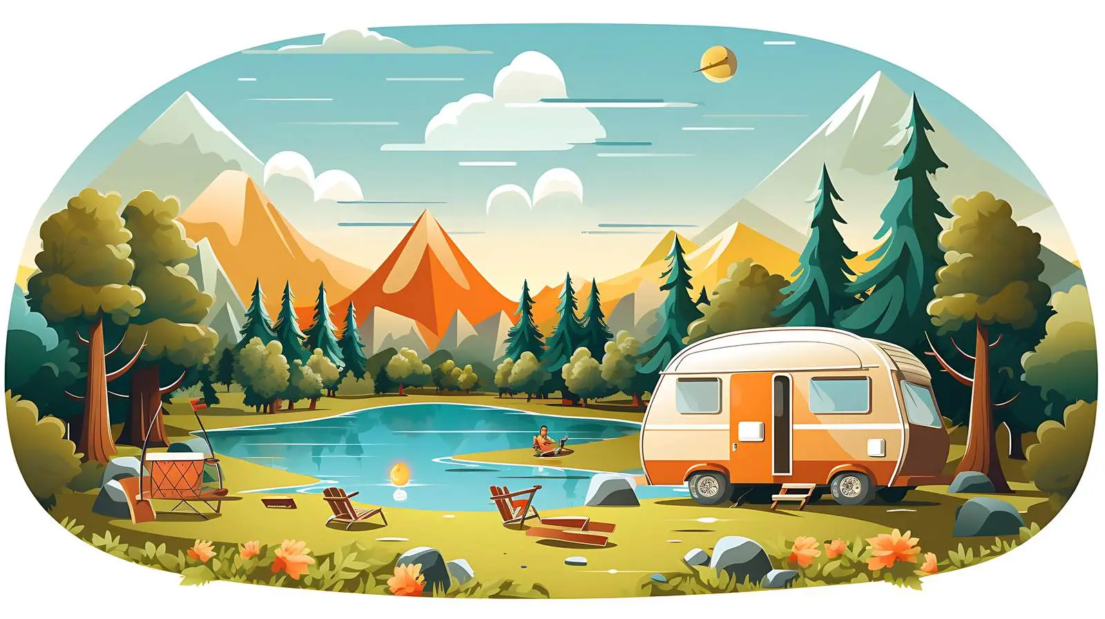 Camping Paper Scene Vector Illustration — free download from Dotvec