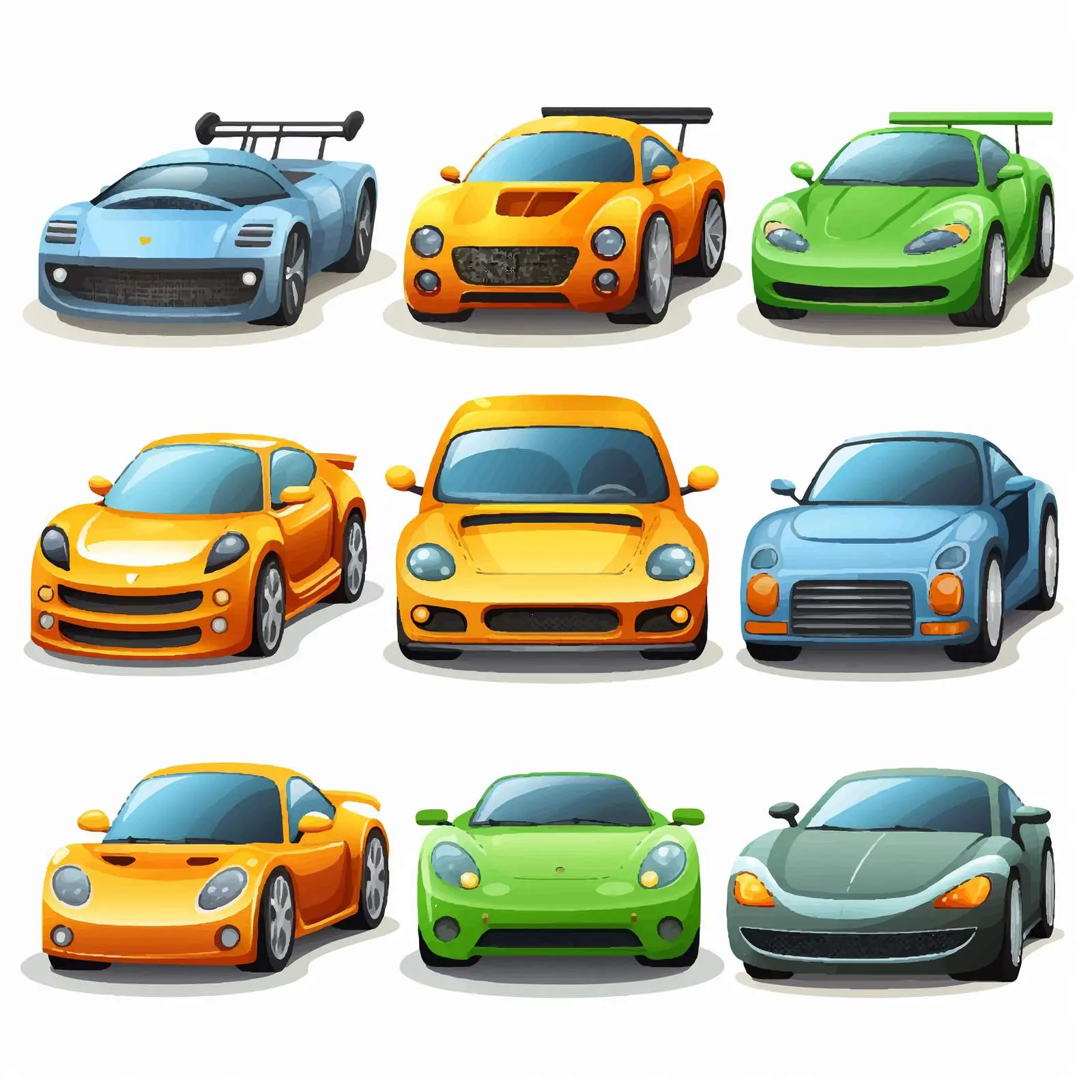 Cartoon Cars Illustration on White Background — free download from Dotvec