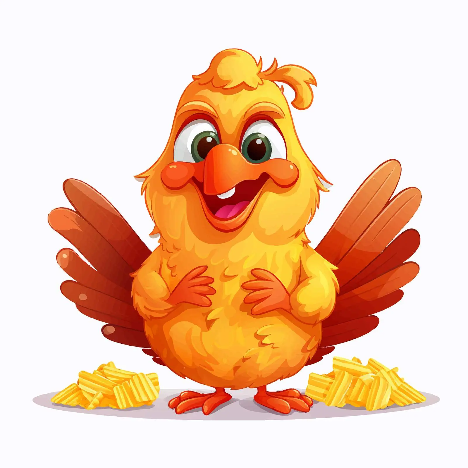 Cartoon Illustration of Chicken and Chips — free download from Dotvec