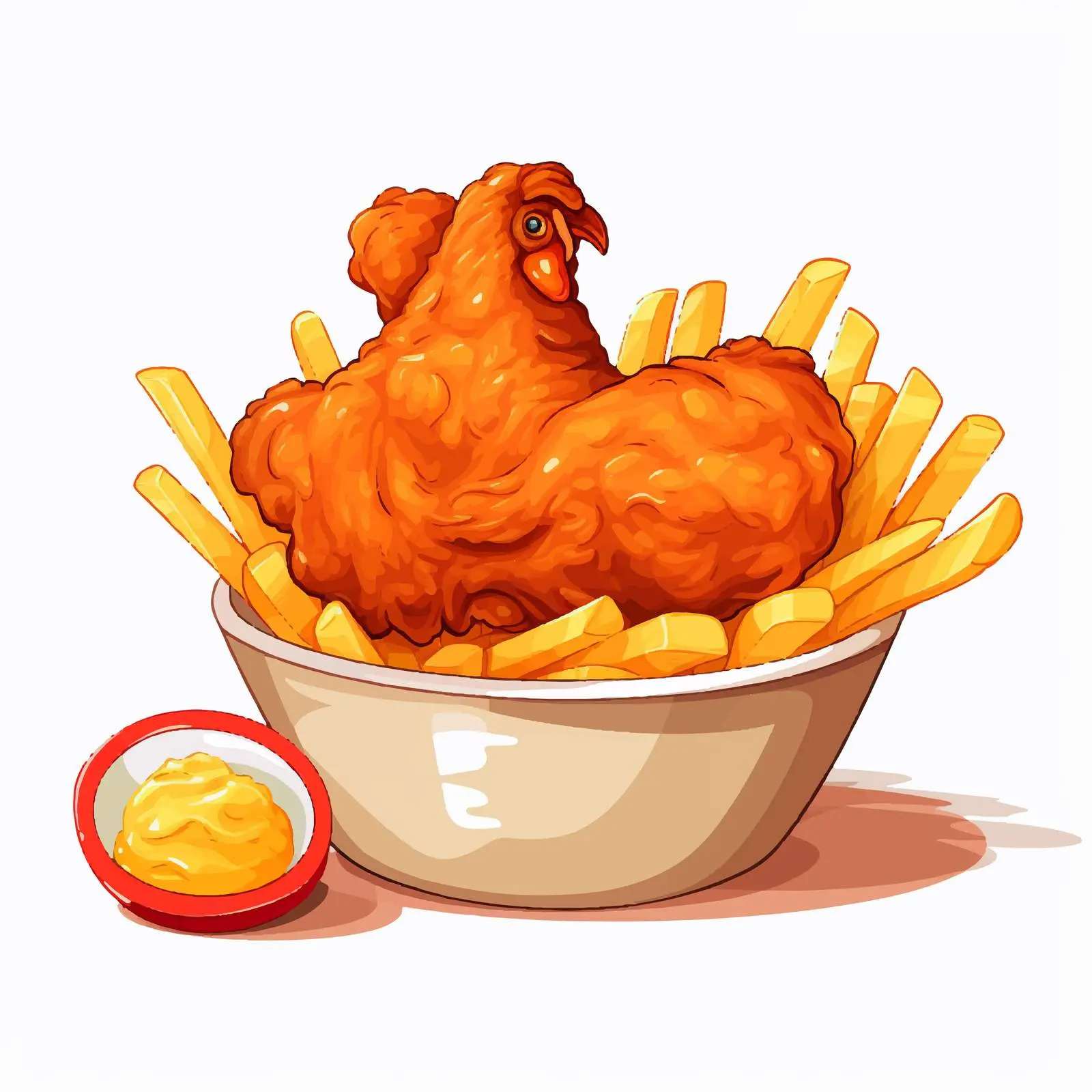 Cartoon Chicken and Chips Vector Illustration — free download from Dotvec