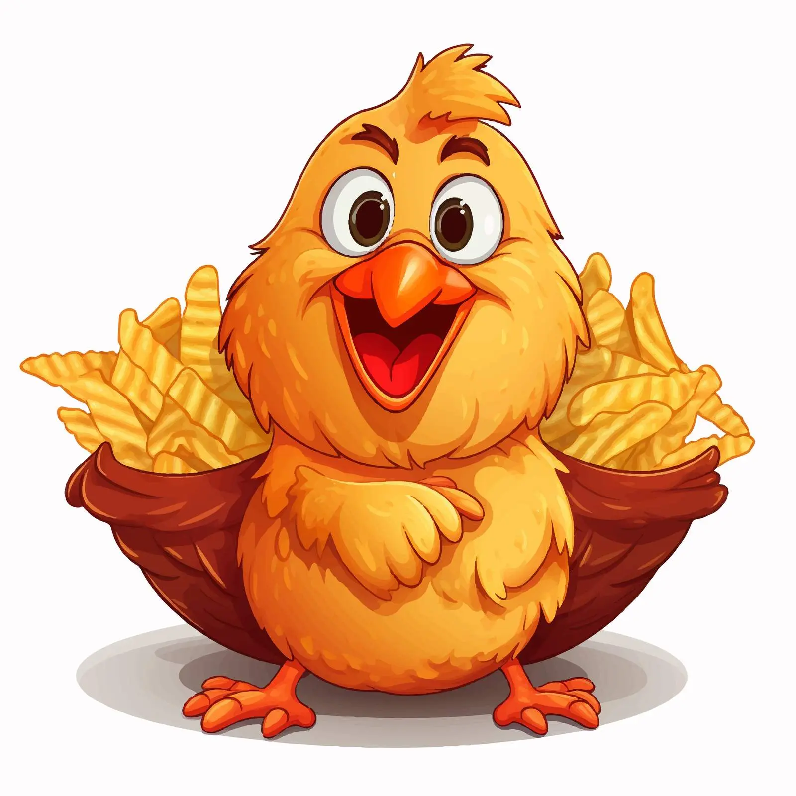 Cartoon Chicken and Chips Vector Illustration — free download from Dotvec
