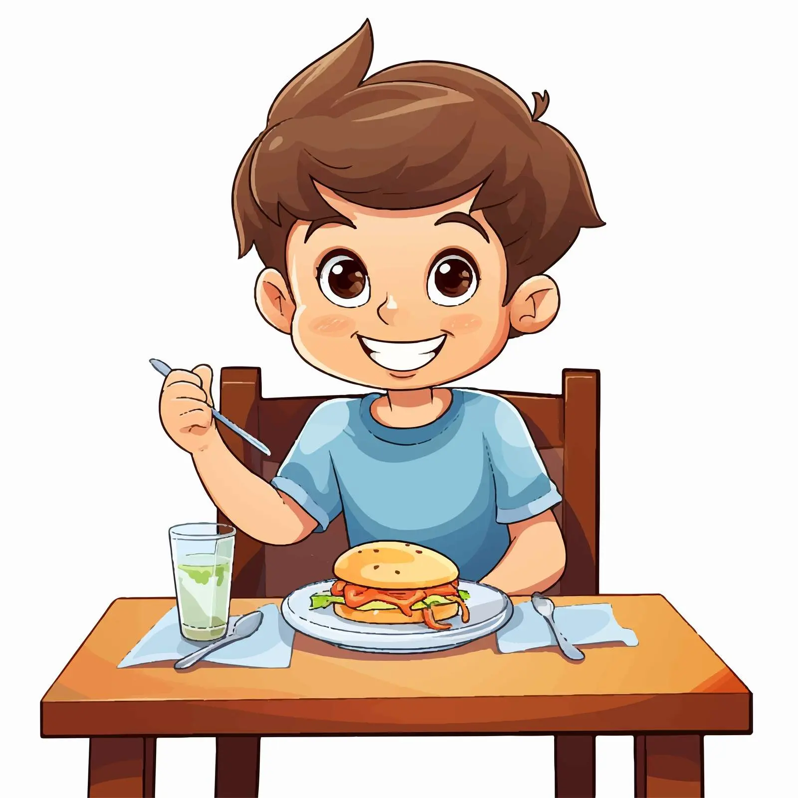 Child Eating at Table Vector Illustration — free download from Dotvec