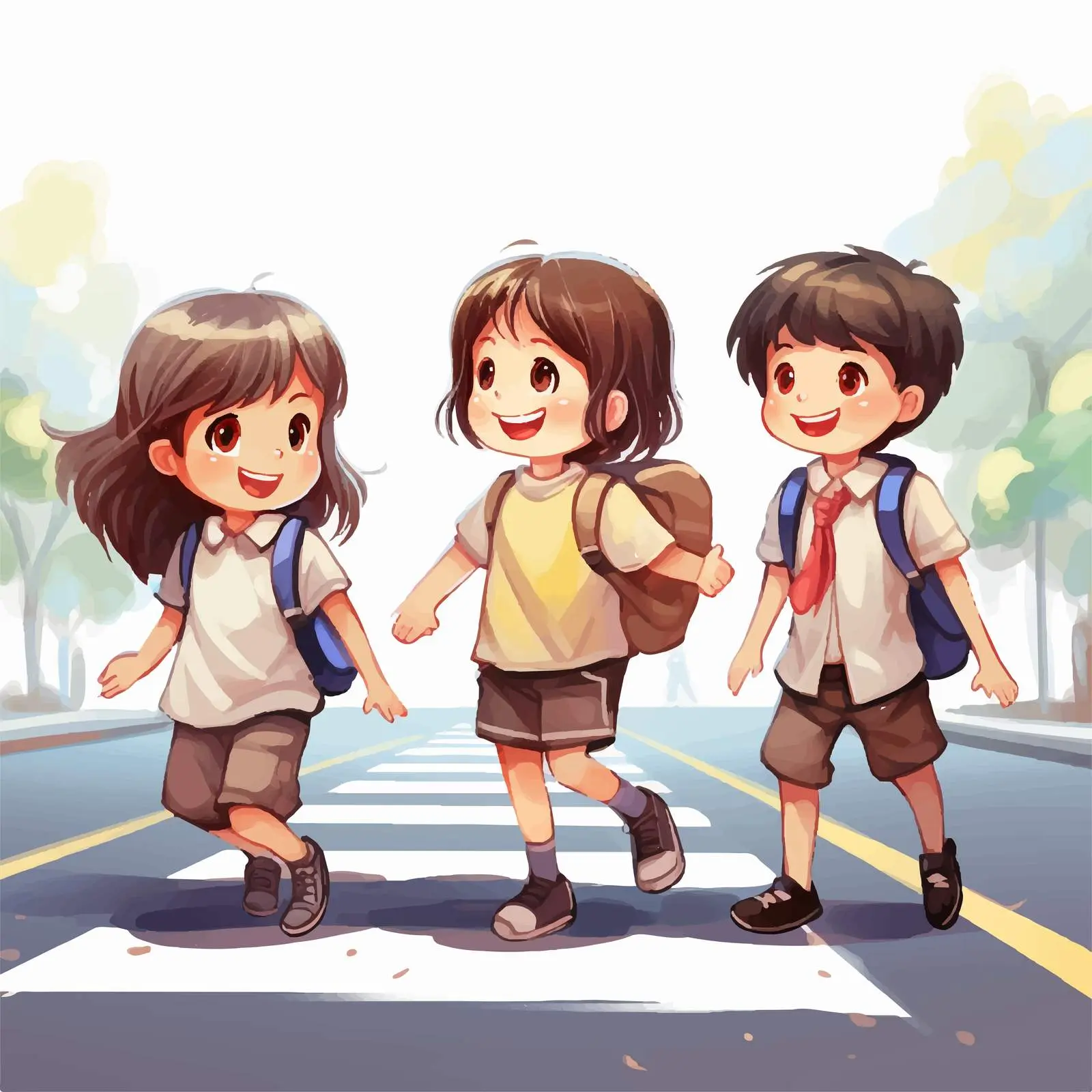 Children Crossing the Street Vector Illustration — free download from Dotvec