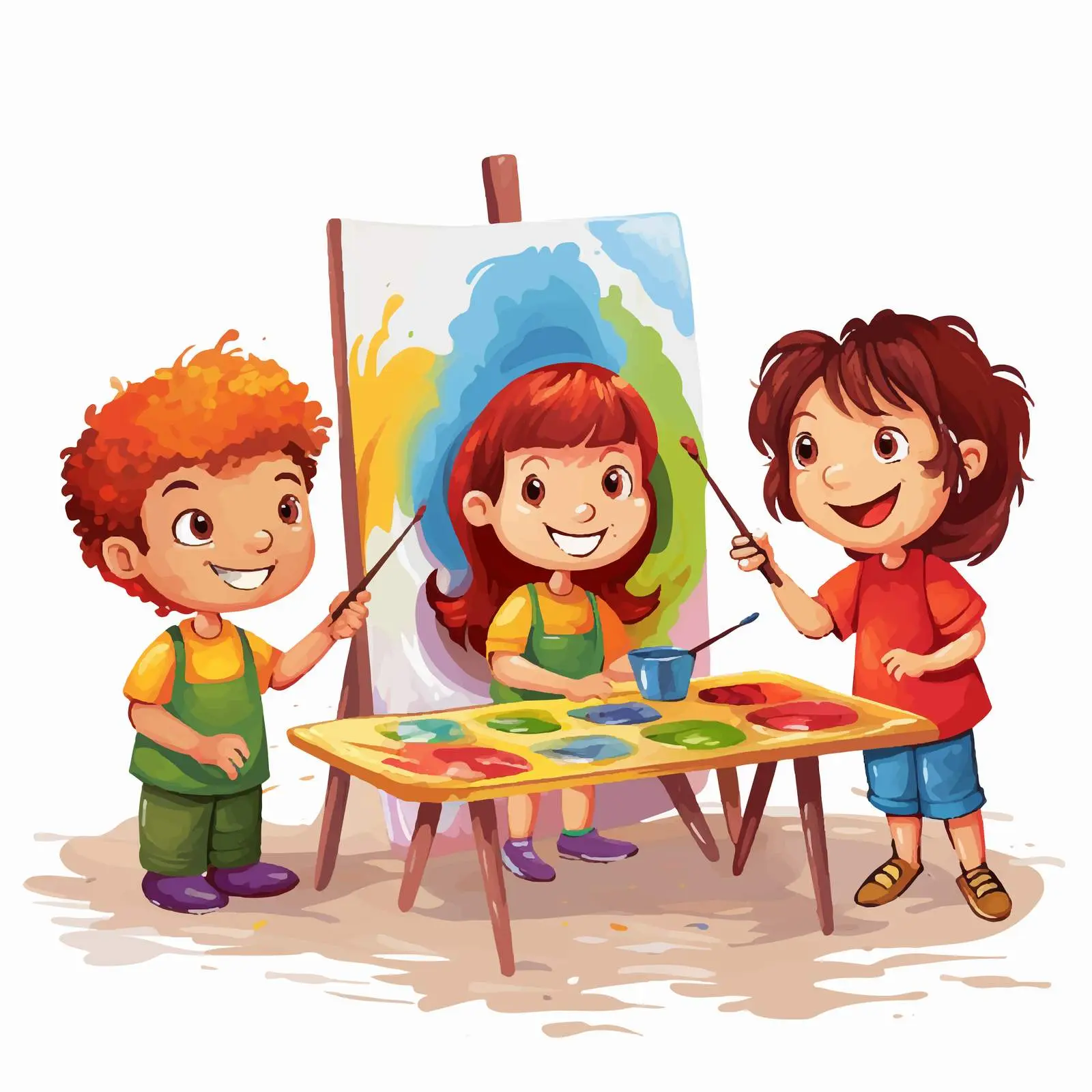 Children Painting a Colorful Banner Illustration — free download from Dotvec