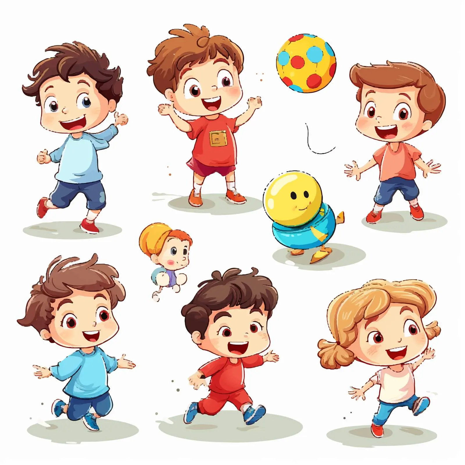 Children Engaged in Various Activities Illustration – free ties image from Dotvec