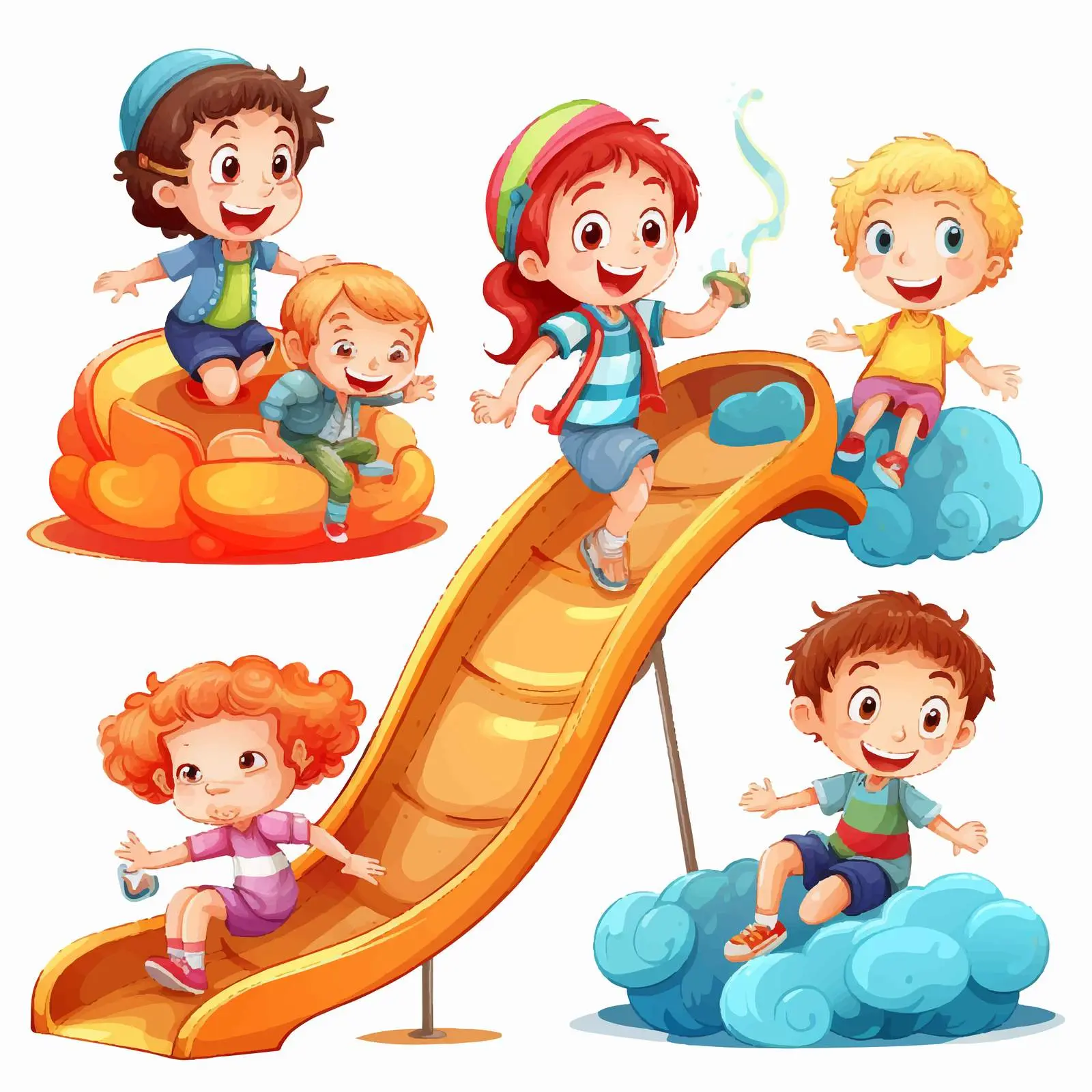 Children Engaged in Fun Activities Illustration — free download from Dotvec