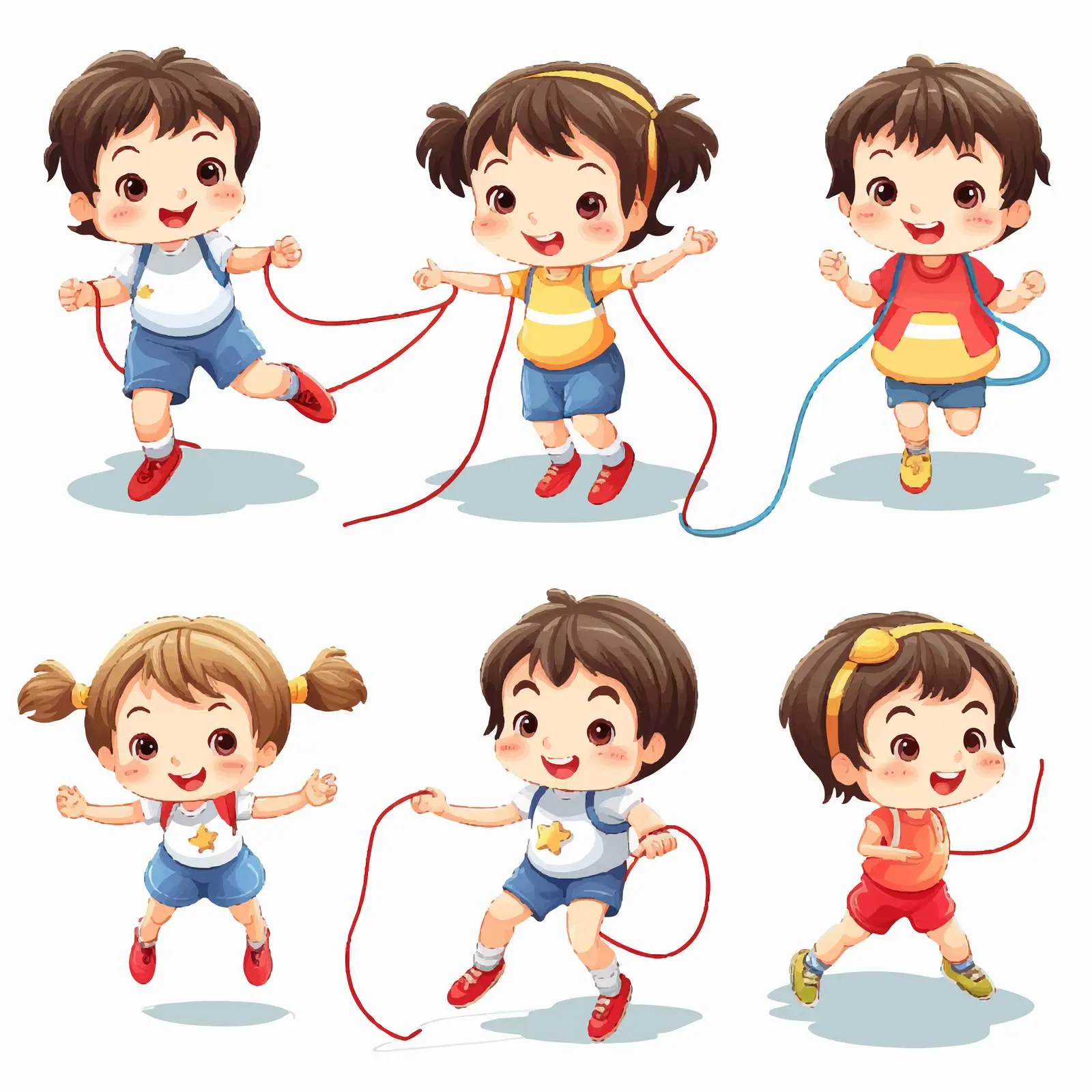 Children Playing with Jump Rope Vector Illustration — free download from Dotvec