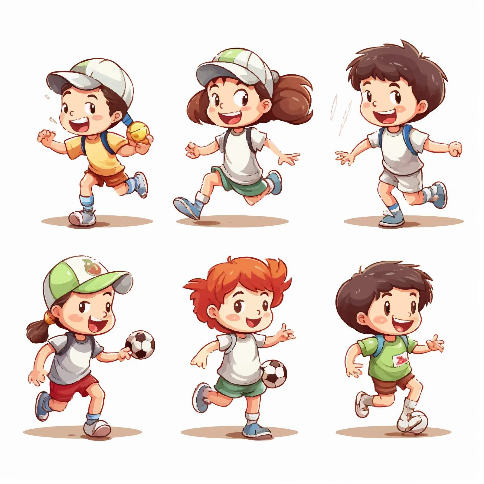 Children Playing Sports Vector Illustration — free download from Dotvec