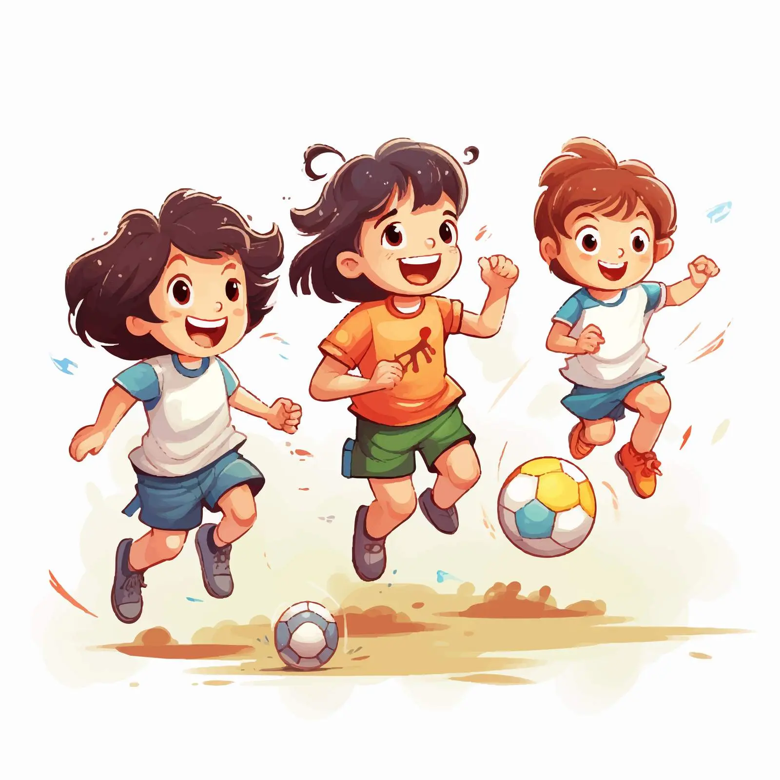 Children Playing Sports Vector Illustration — free download from Dotvec