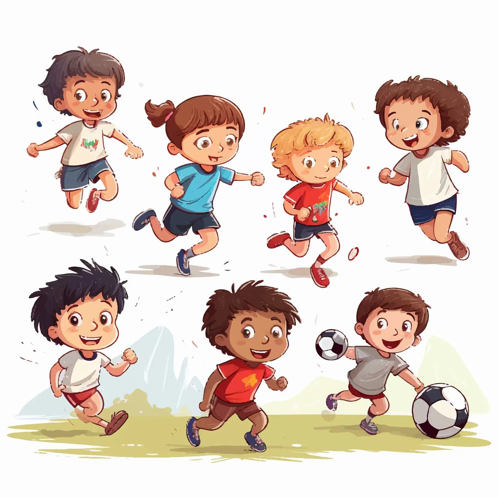 Children Playing Sports Vector Illustration – free ties image from Dotvec