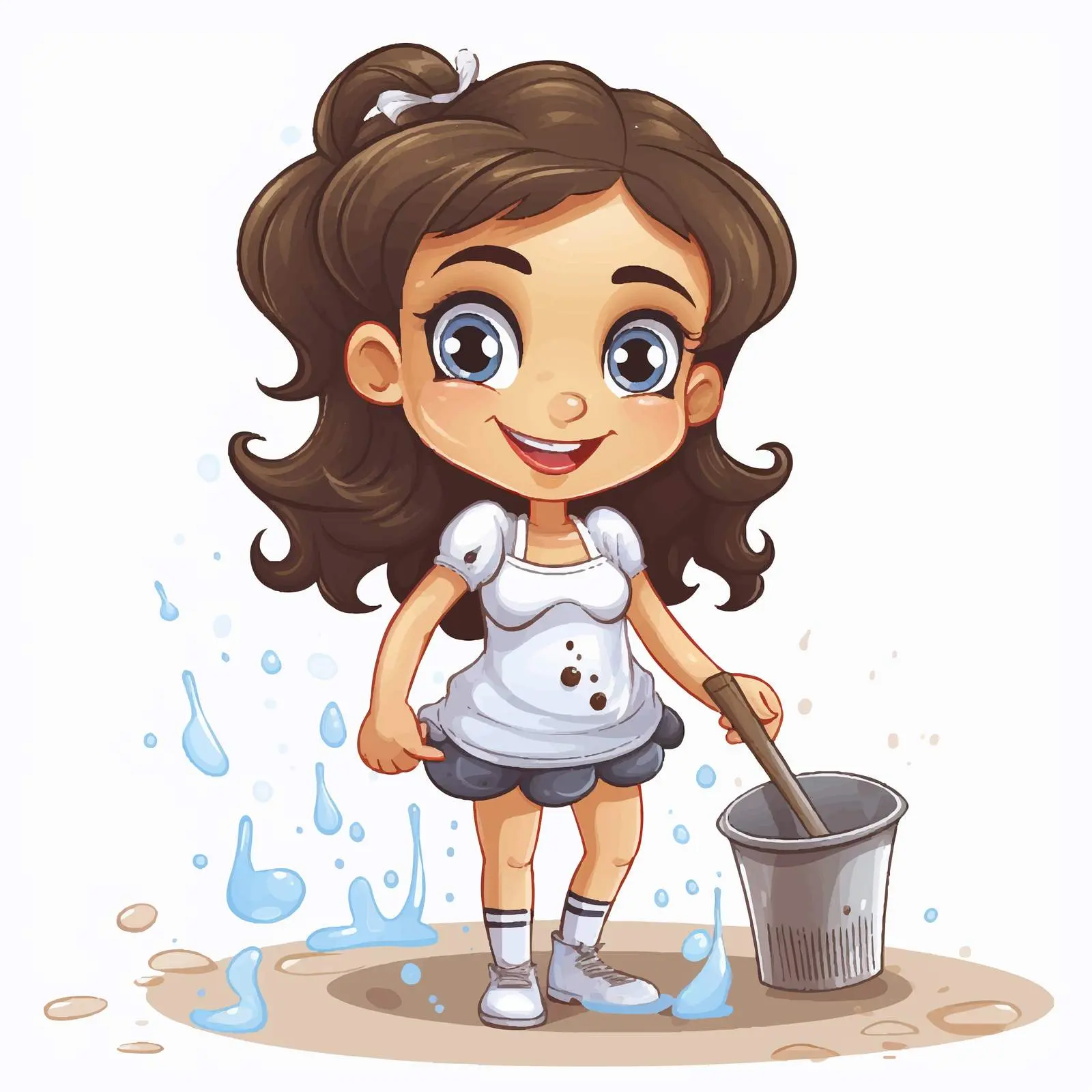 Cartoon Illustration of Clean and Dirty Girl — free download from Dotvec
