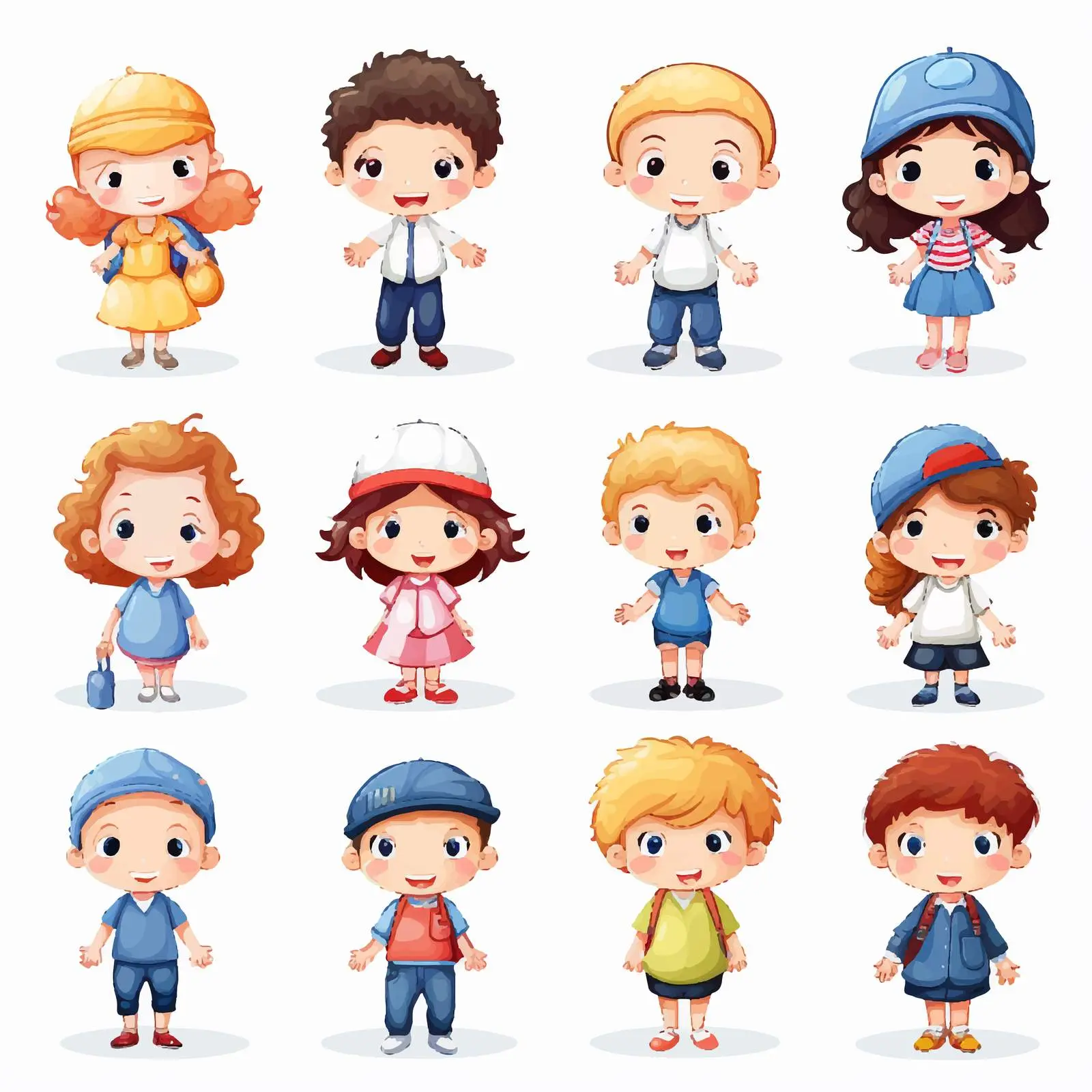 Colorful Cartoon Kids Vector Collection — free download from Dotvec