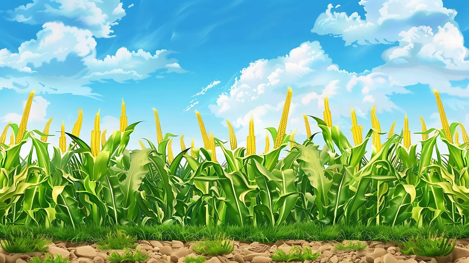 Vibrant Cornfield Under Clear Blue Sky — free download from Dotvec