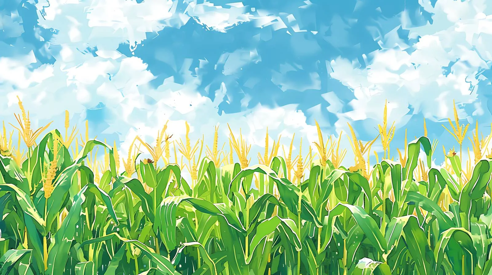 Vibrant Corn Field Against Blue Sky — free download from Dotvec