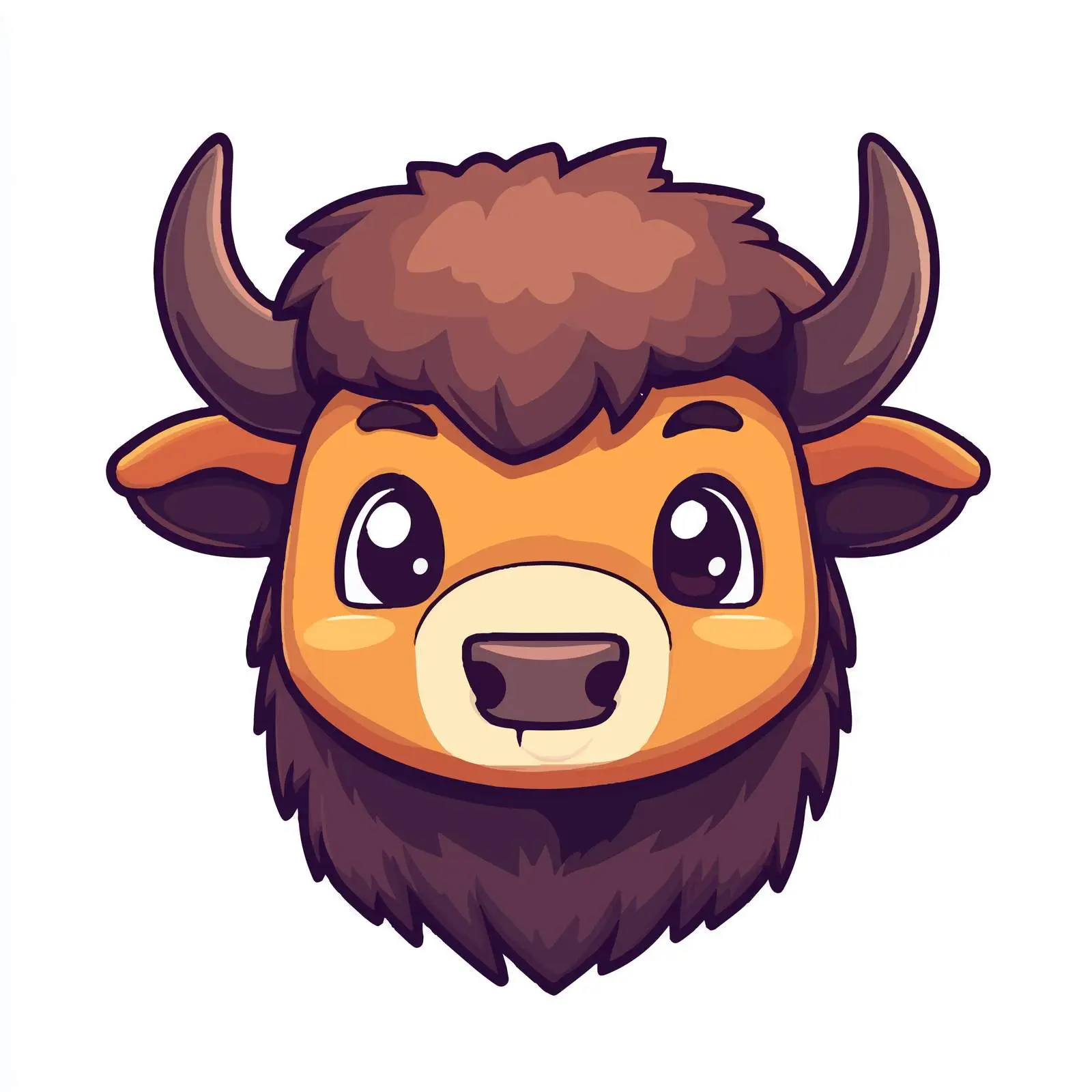 Cute Cartoon Bison Illustration on White Background — free download from Dotvec