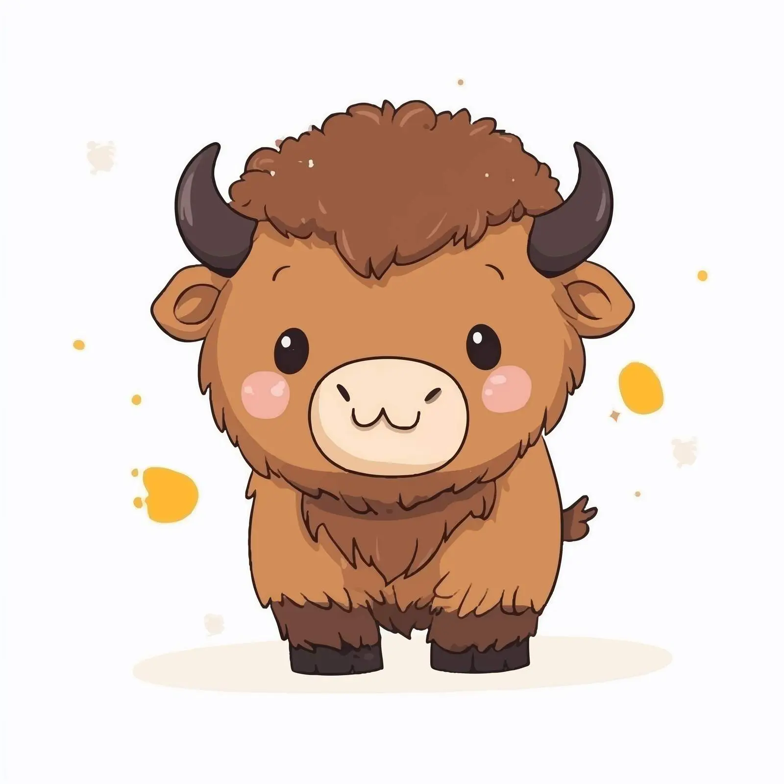 Cute Cartoon Bison Illustration on White Background — free download from Dotvec