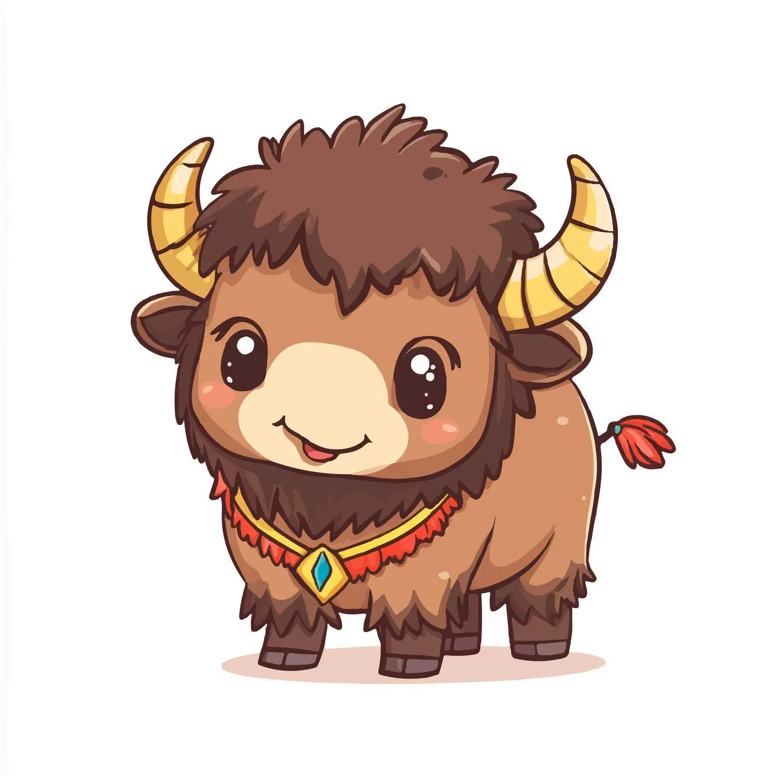 Cute Cartoon Bison Illustration on White Background — free download from Dotvec