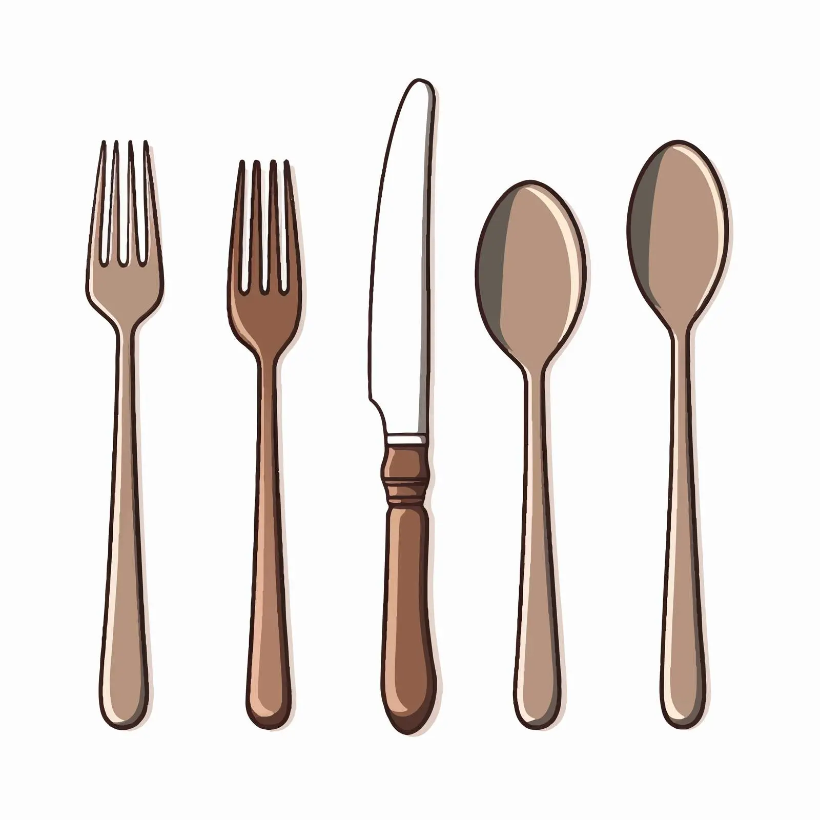 Cartoon Cutlery Set on White Background — free download from Dotvec