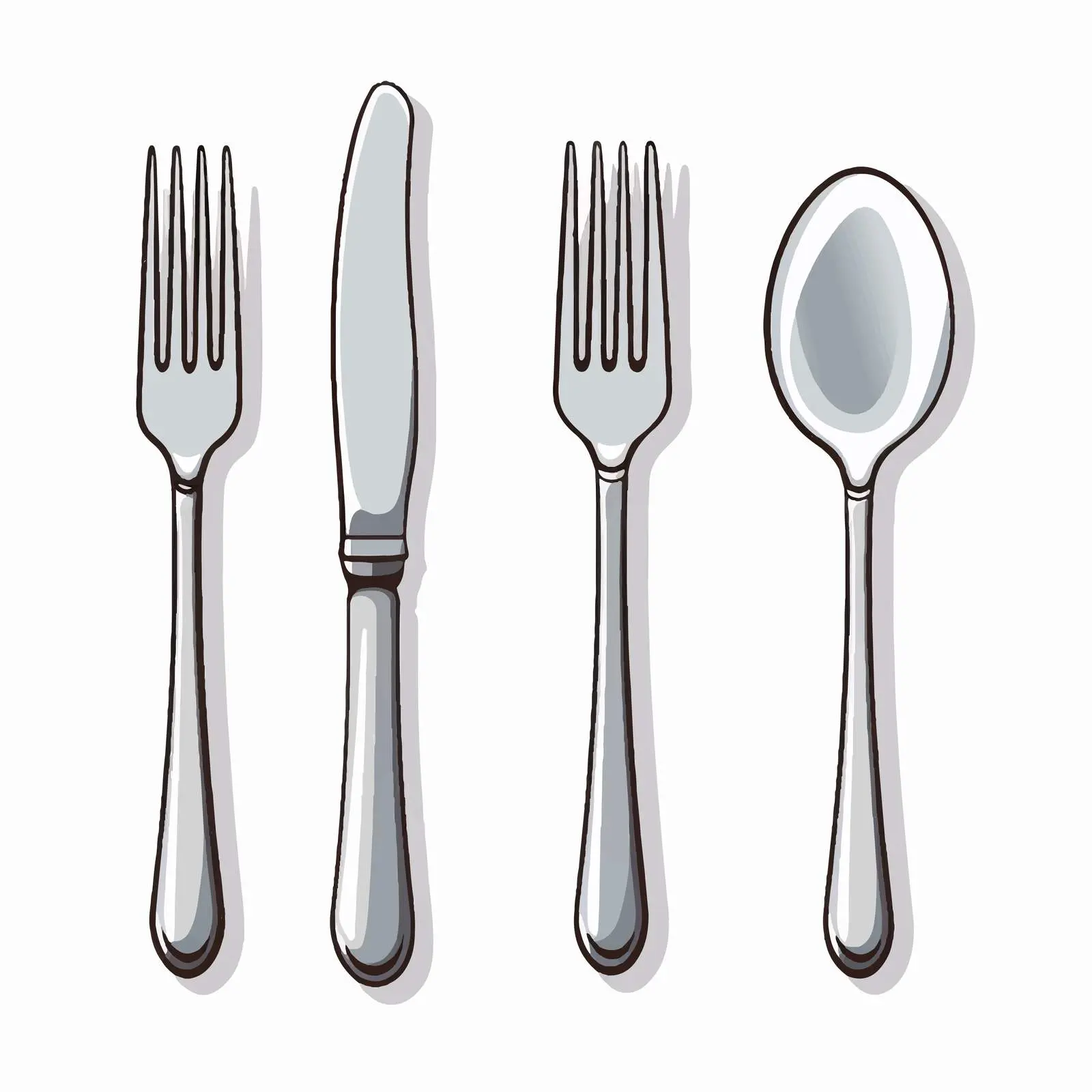 Colorful Cartoon Cutlery Set Illustration — free download from Dotvec