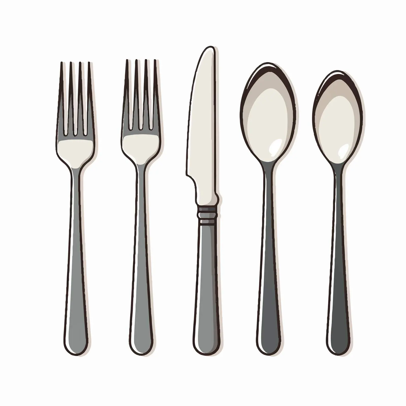 Cartoon Cutlery Set Illustration on White Background — free download from Dotvec