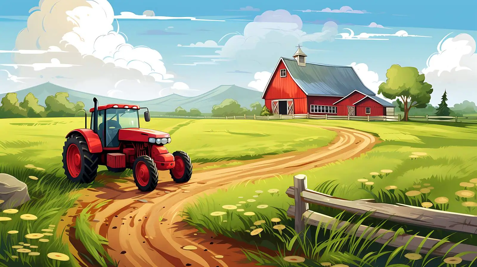 Detailed Farm Scene Illustration — free download from Dotvec
