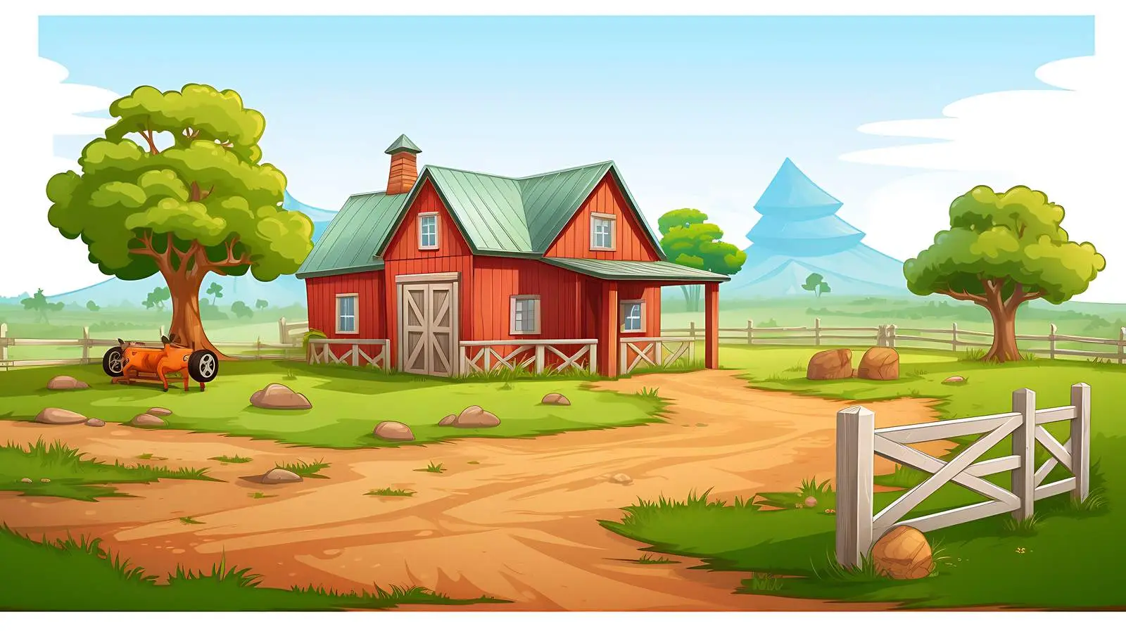 Detailed Farm Scene Illustration — free download from Dotvec