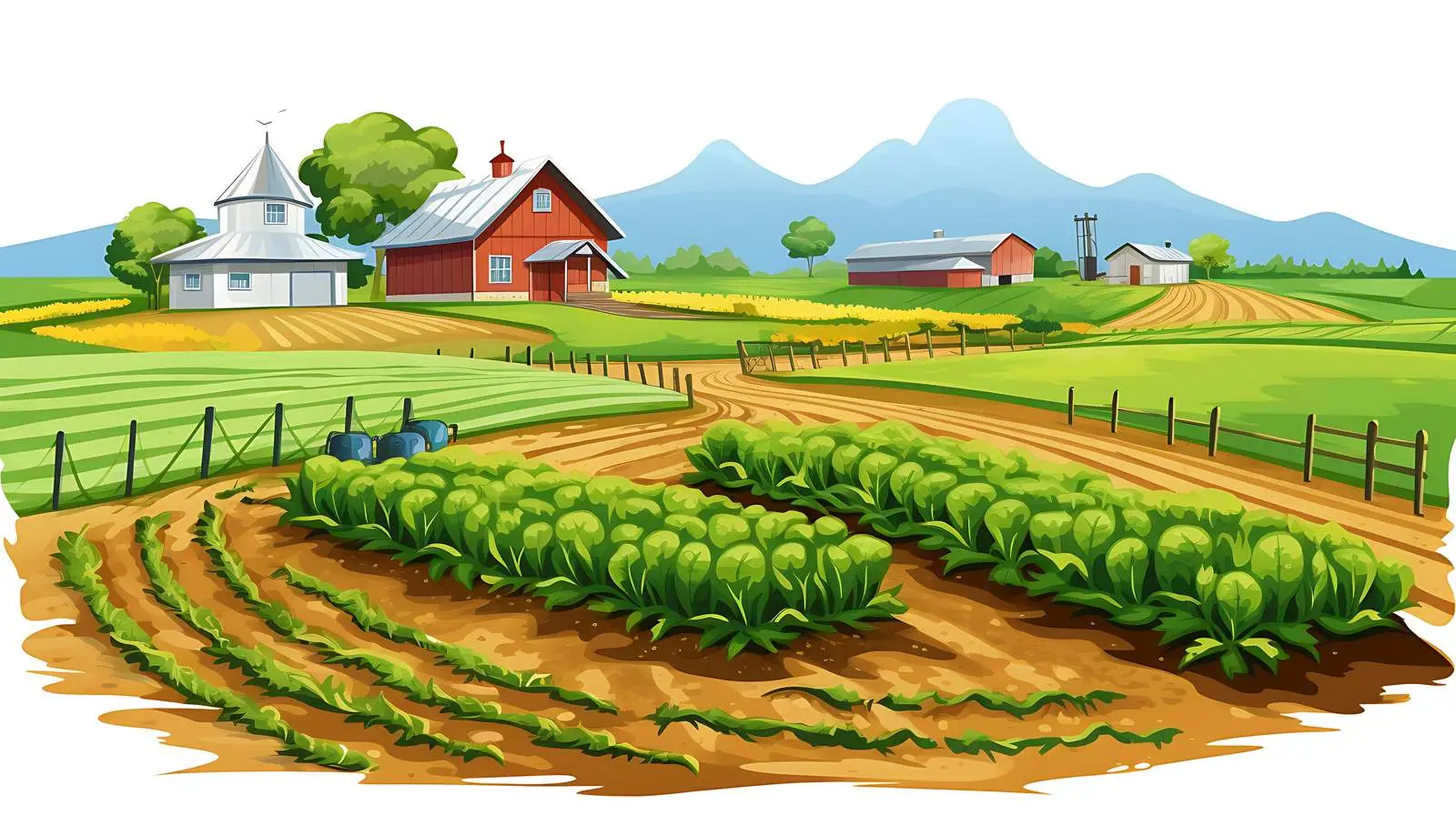 Detailed Farm Scene Illustration — free download from Dotvec