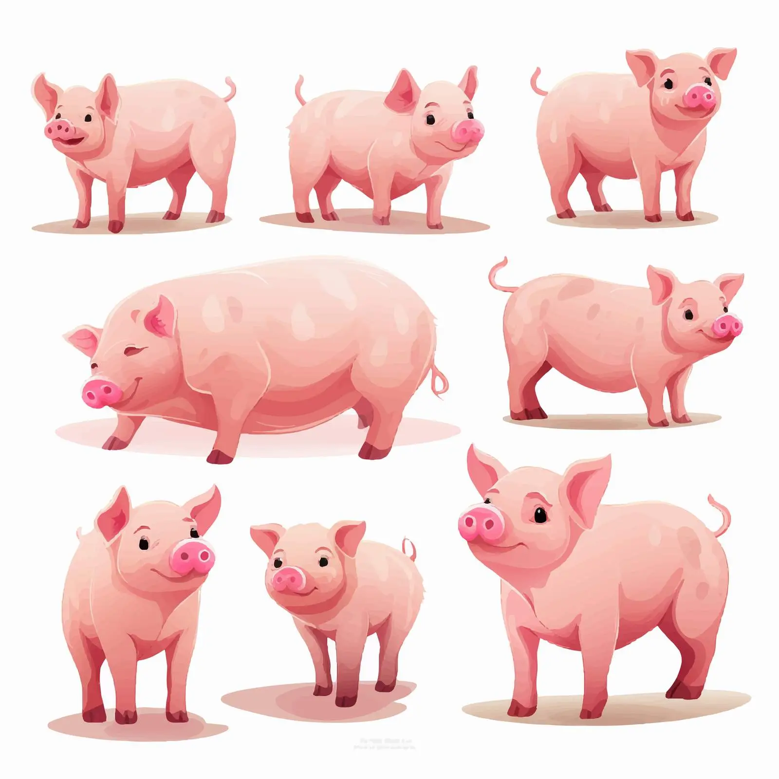 Cartoon Vector Illustrations of Pigs in Action — free download from Dotvec