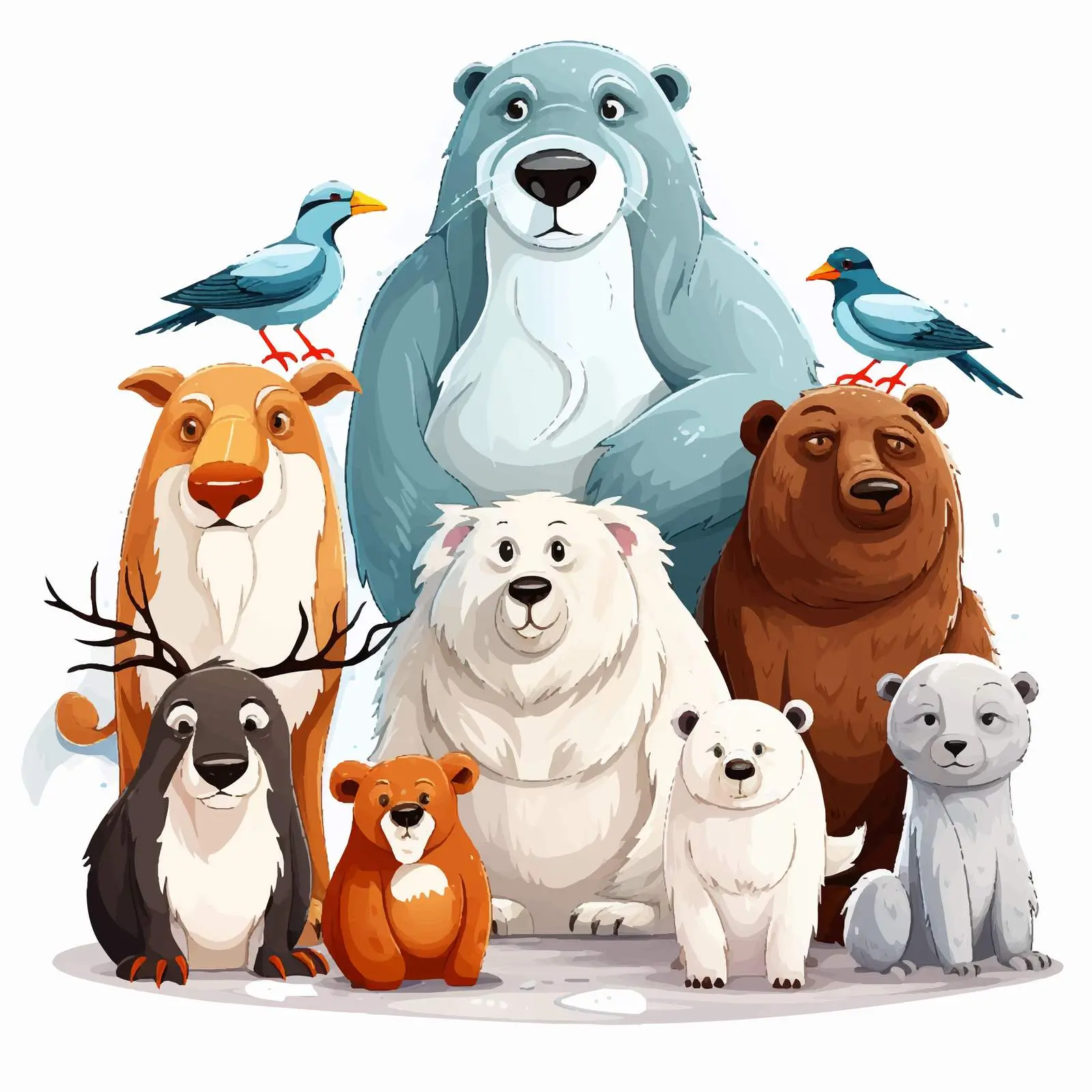 North Pole Animal Illustrations Vector Art — free download from Dotvec