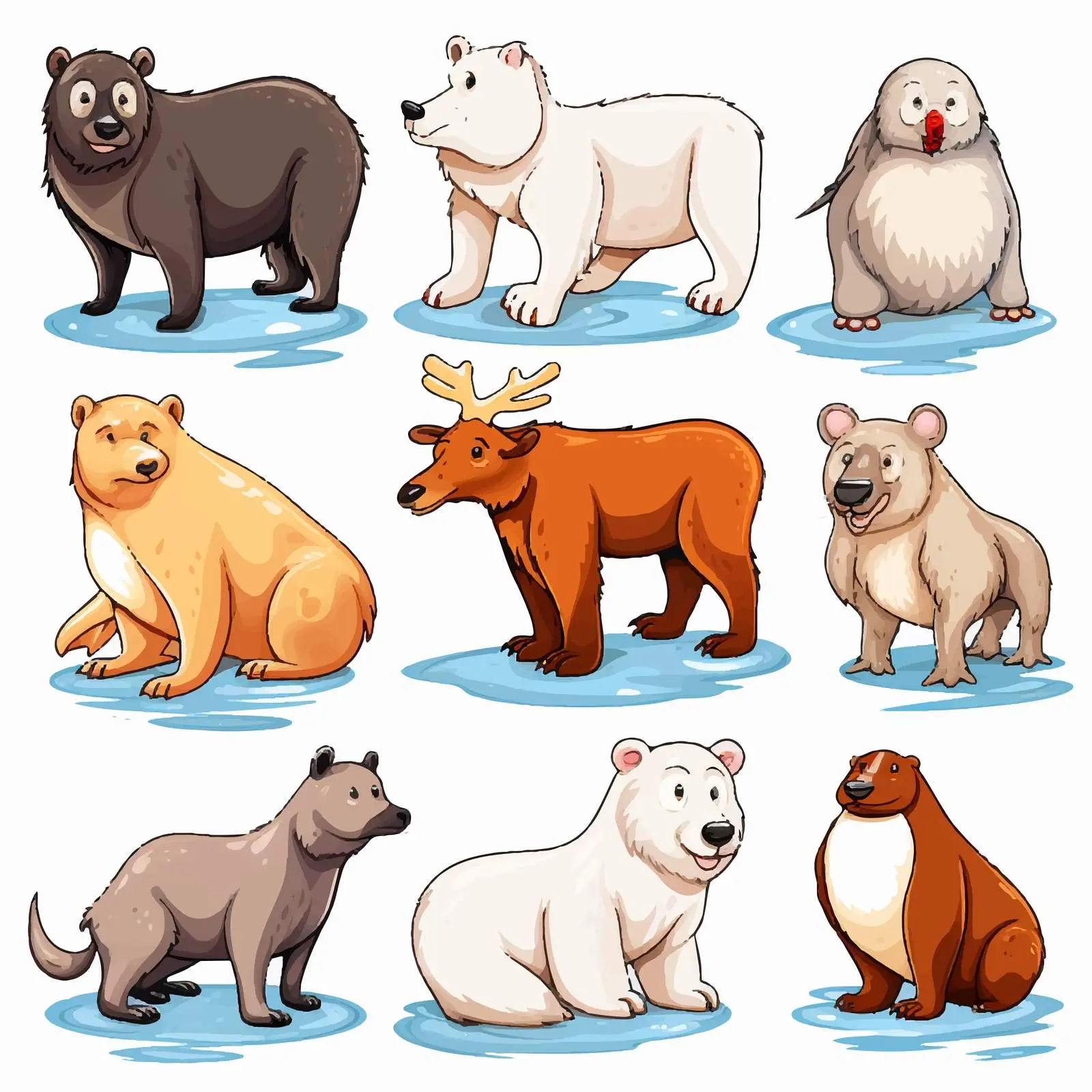 North Pole Animal Illustrations Vector Art — free download from Dotvec