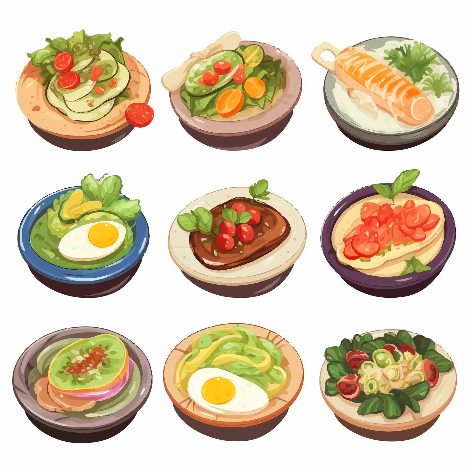 Colorful Cartoon Dishes Vector Illustration — free download from Dotvec