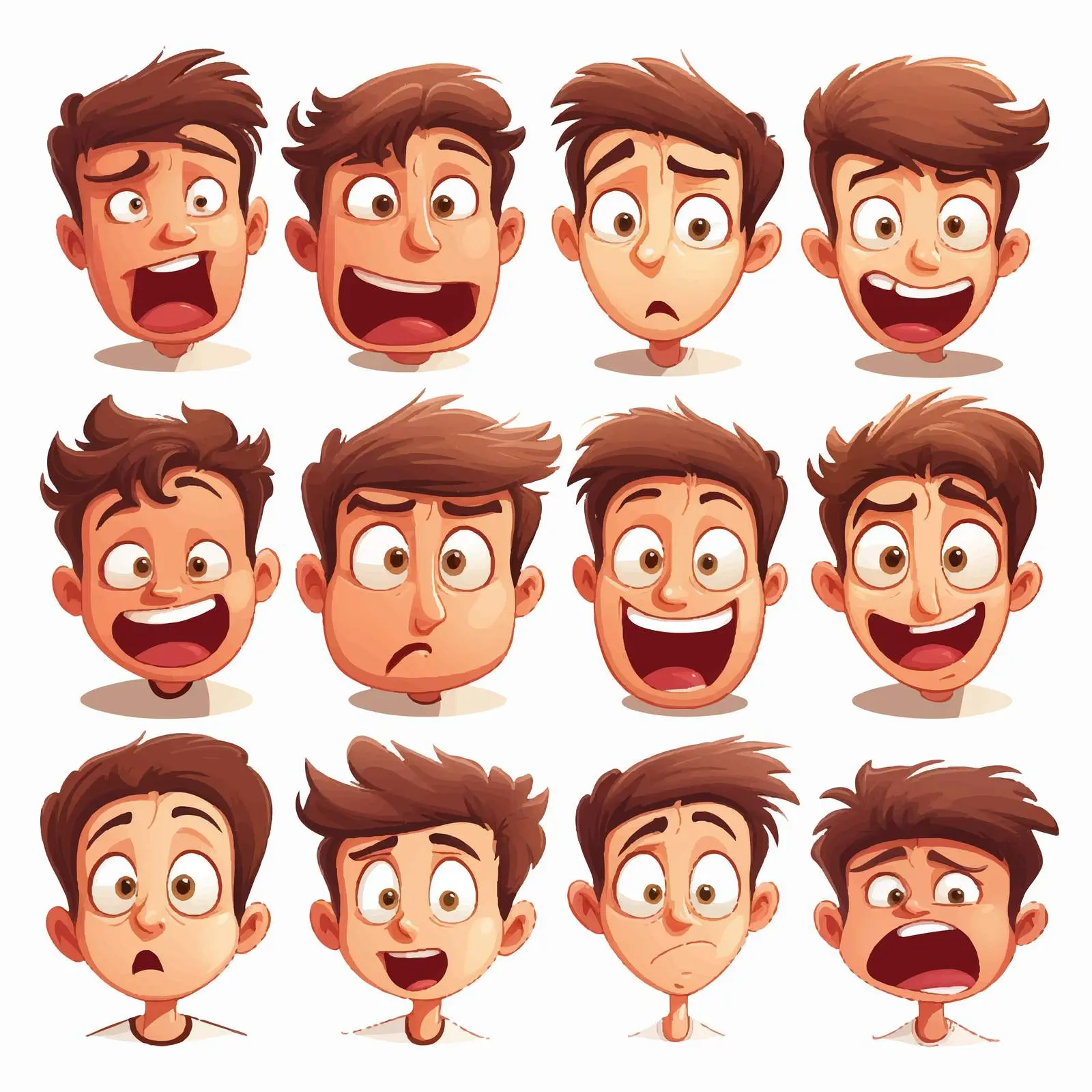 Cartoon Vector of Various Facial Expressions – free fun expressions image from Dotvec