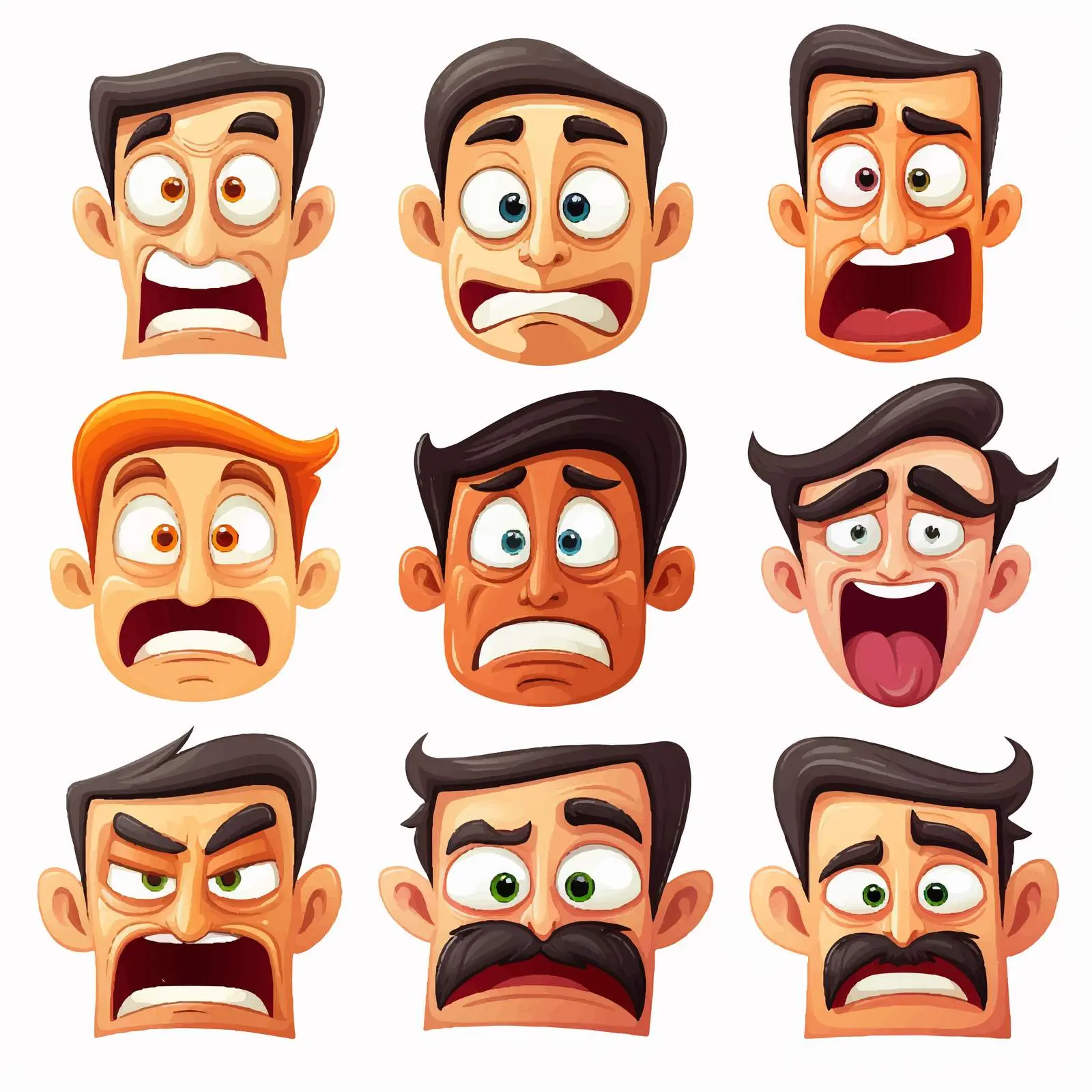 Different Facial Expressions Vector Illustration — free download from Dotvec
