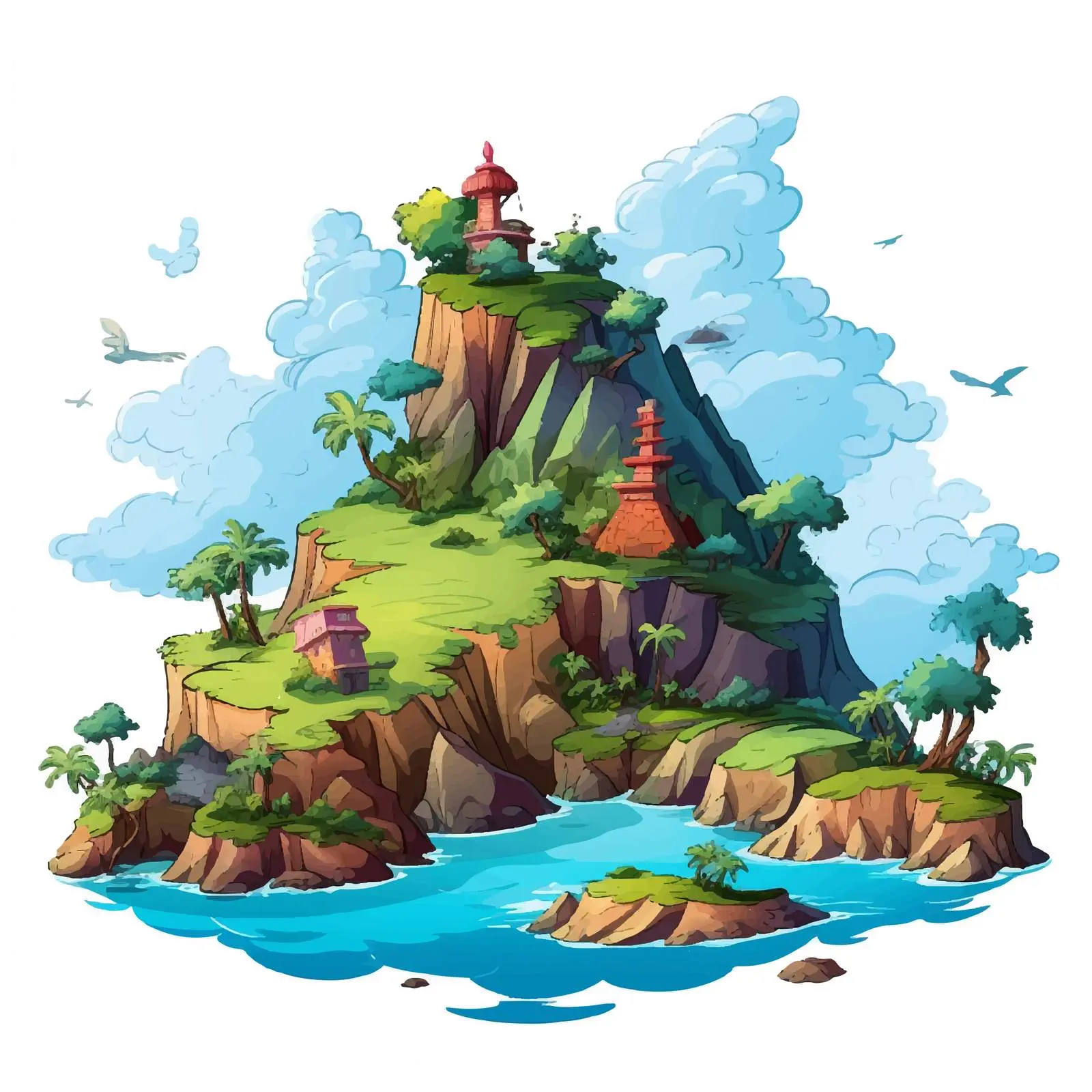 Cartoon Vector Illustrations of Various Islands — free download from Dotvec