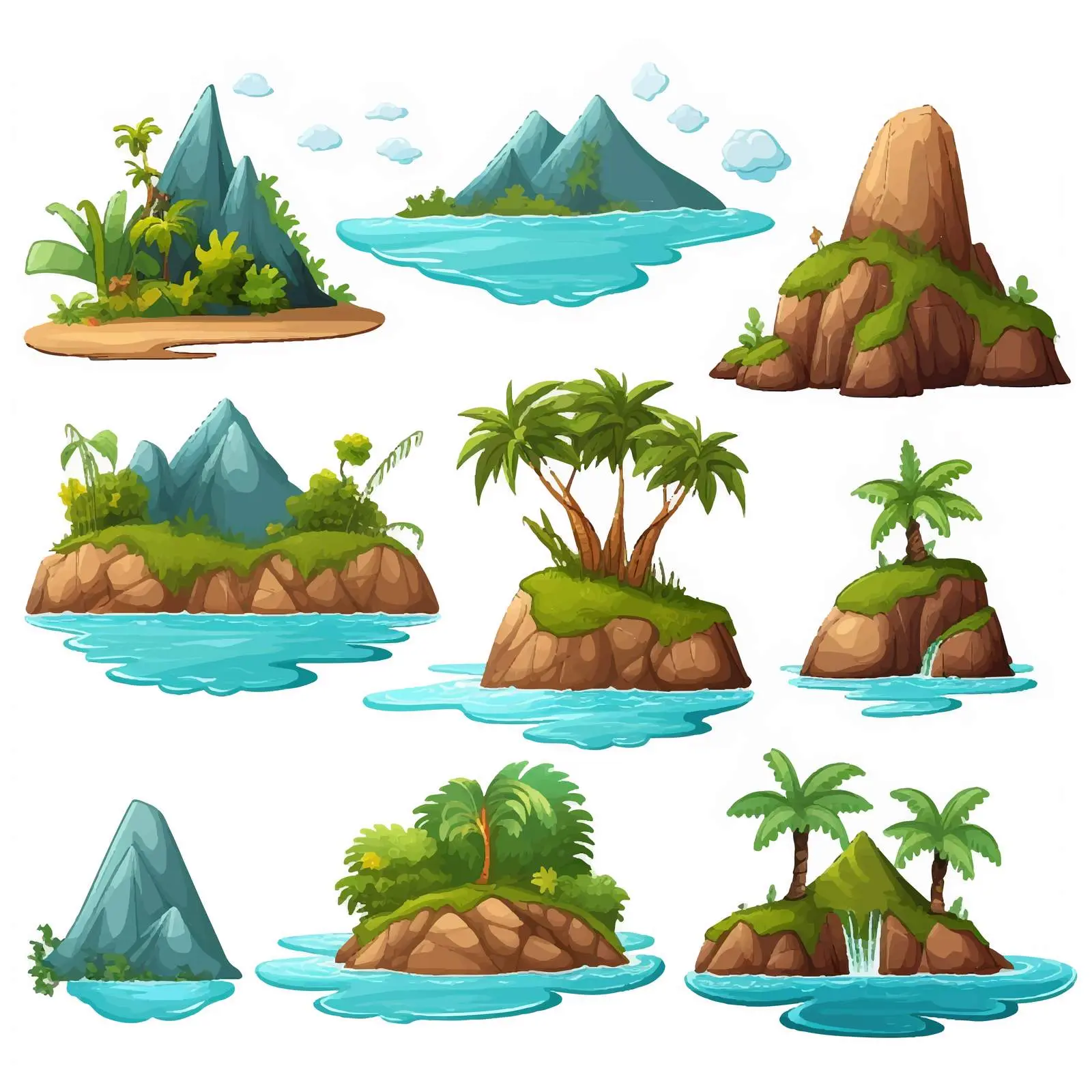 Cartoon Illustration of Diverse Islands Vector Art — free download from Dotvec