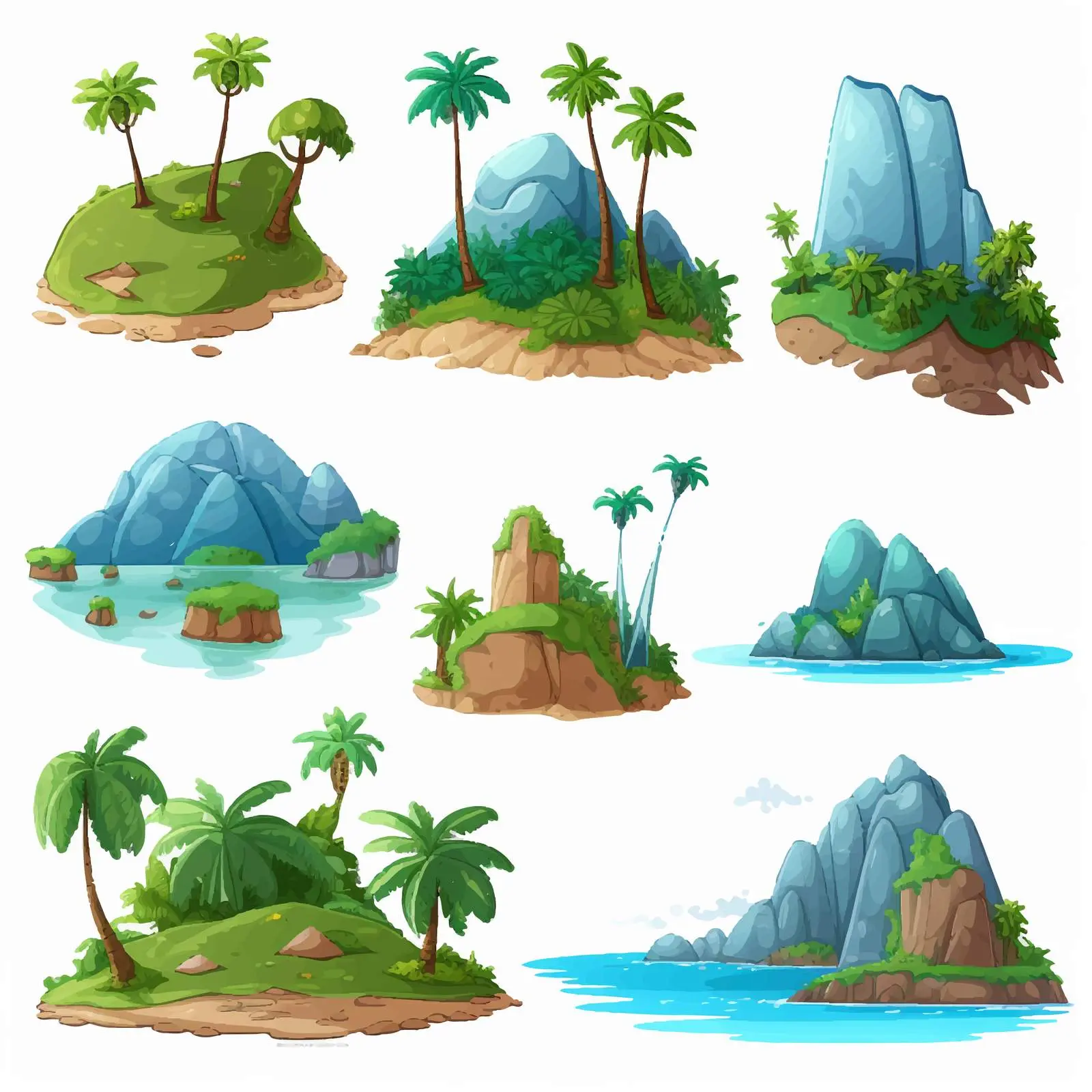 Cartoon Vector Illustration of Various Islands — free download from Dotvec
