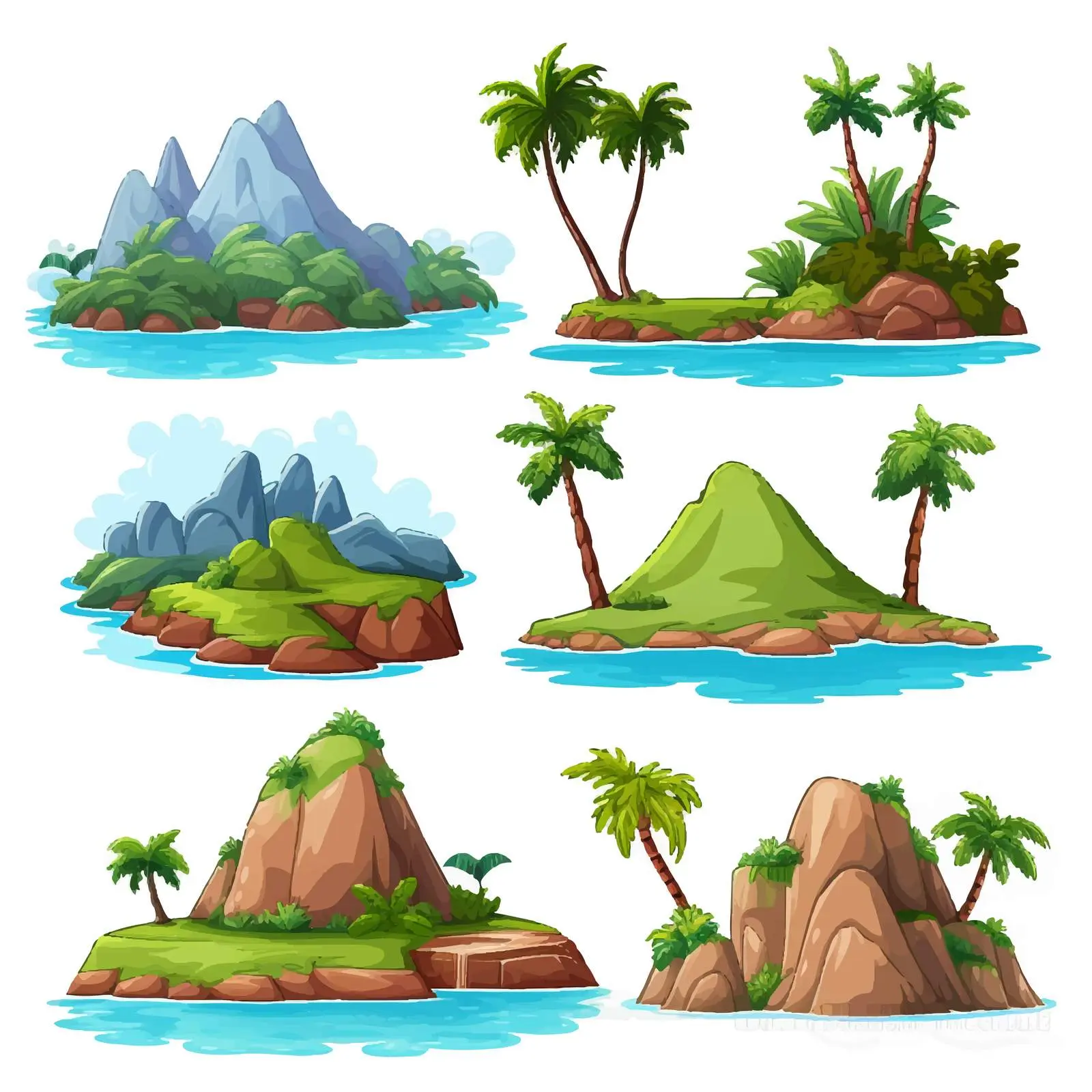 Cartoon Illustration of Various Islands — free download from Dotvec