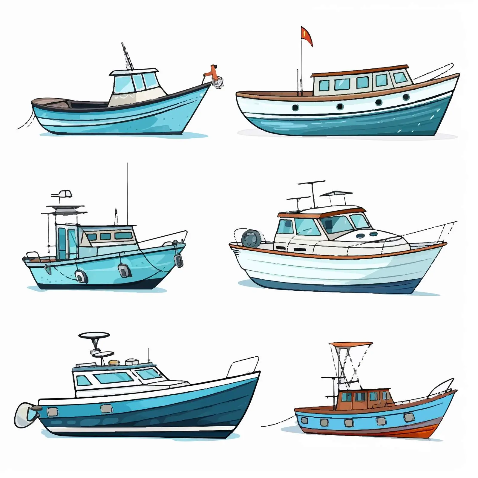 Diverse Cartoon Boat Illustrations Vector Collection – free yacht image from Dotvec