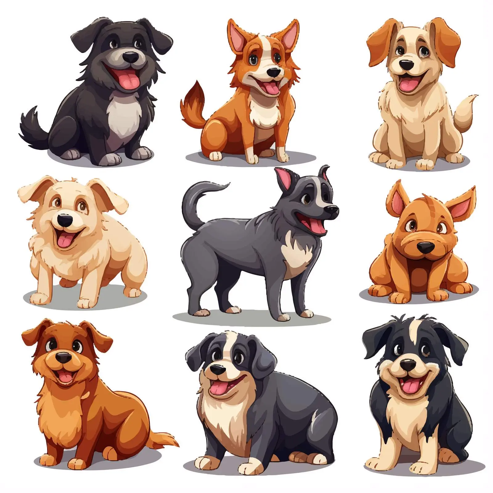 Cartoon Vector Illustration of Different Dog Breeds — free download from Dotvec