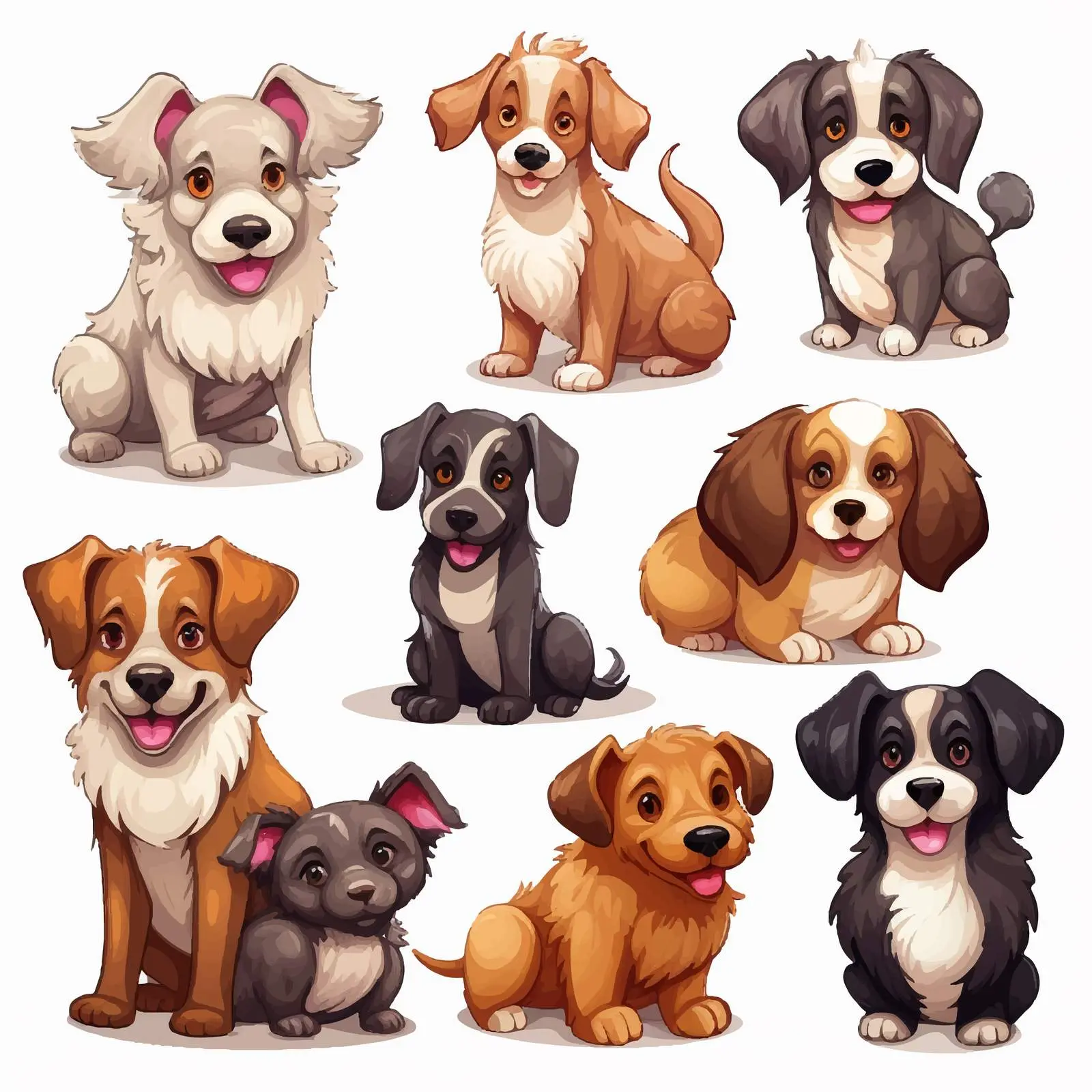 Variety of Cartoon Dog Illustrations — free download from Dotvec
