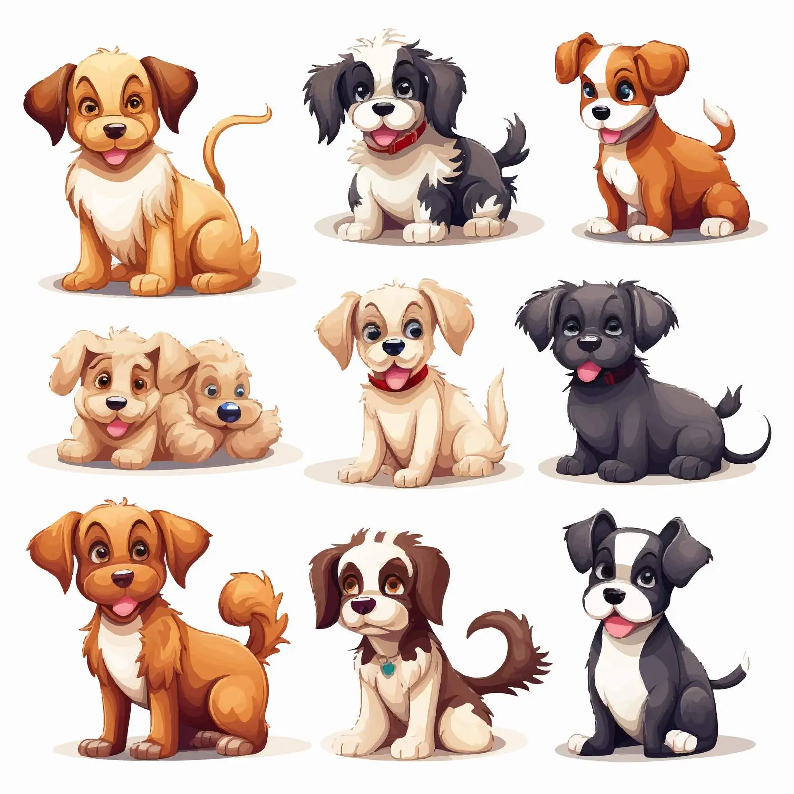 Variety of Cartoon Dog Illustrations – free dog portraits image from Dotvec