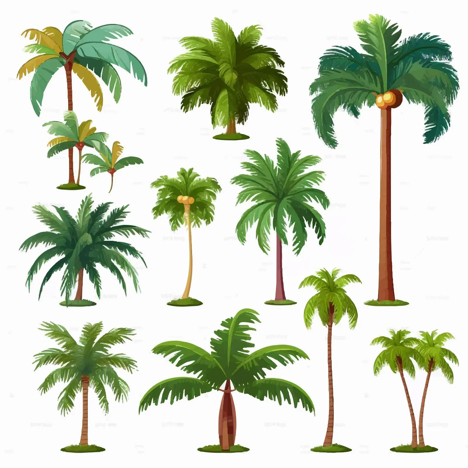 Diverse Palm Trees Vector Illustration — free download from Dotvec