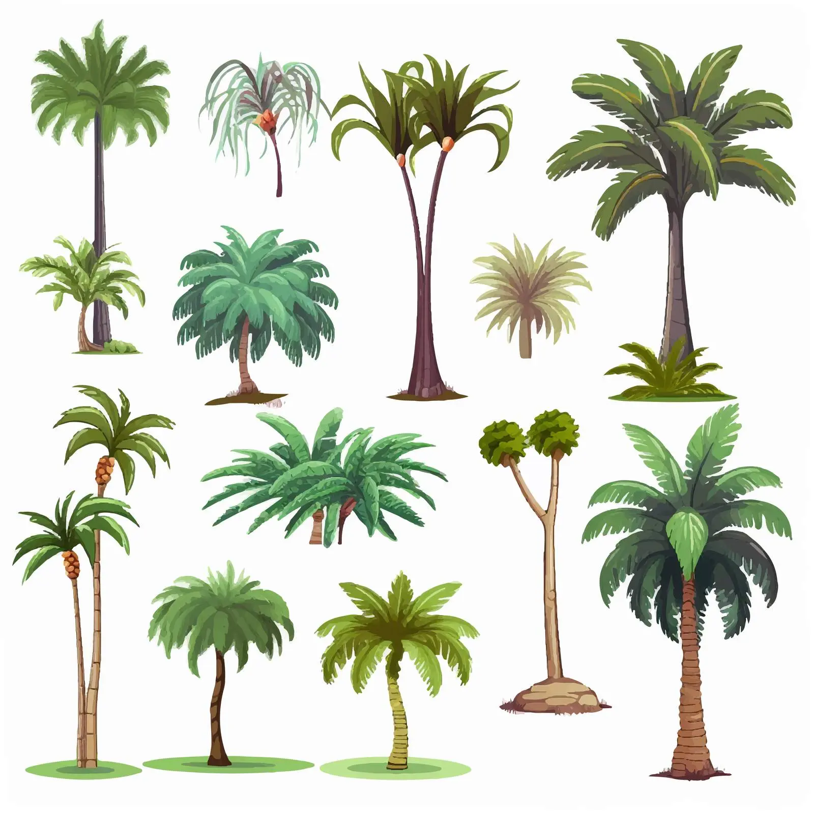 Diverse Palm Tree Varieties Vector Illustration — free download from Dotvec